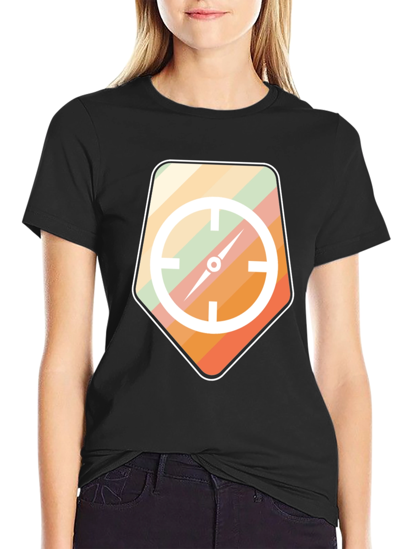 Retro Compass Graphic Tee - Mens Black T-Shirt