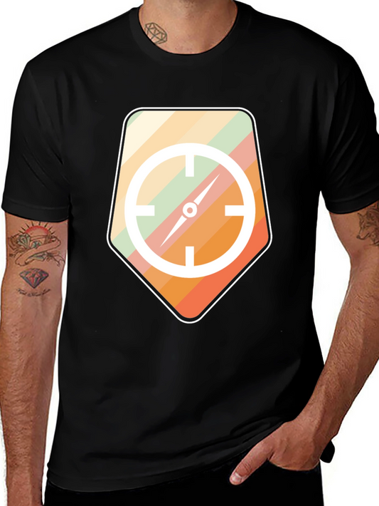 Retro Compass Graphic Tee - Mens Black T-Shirt