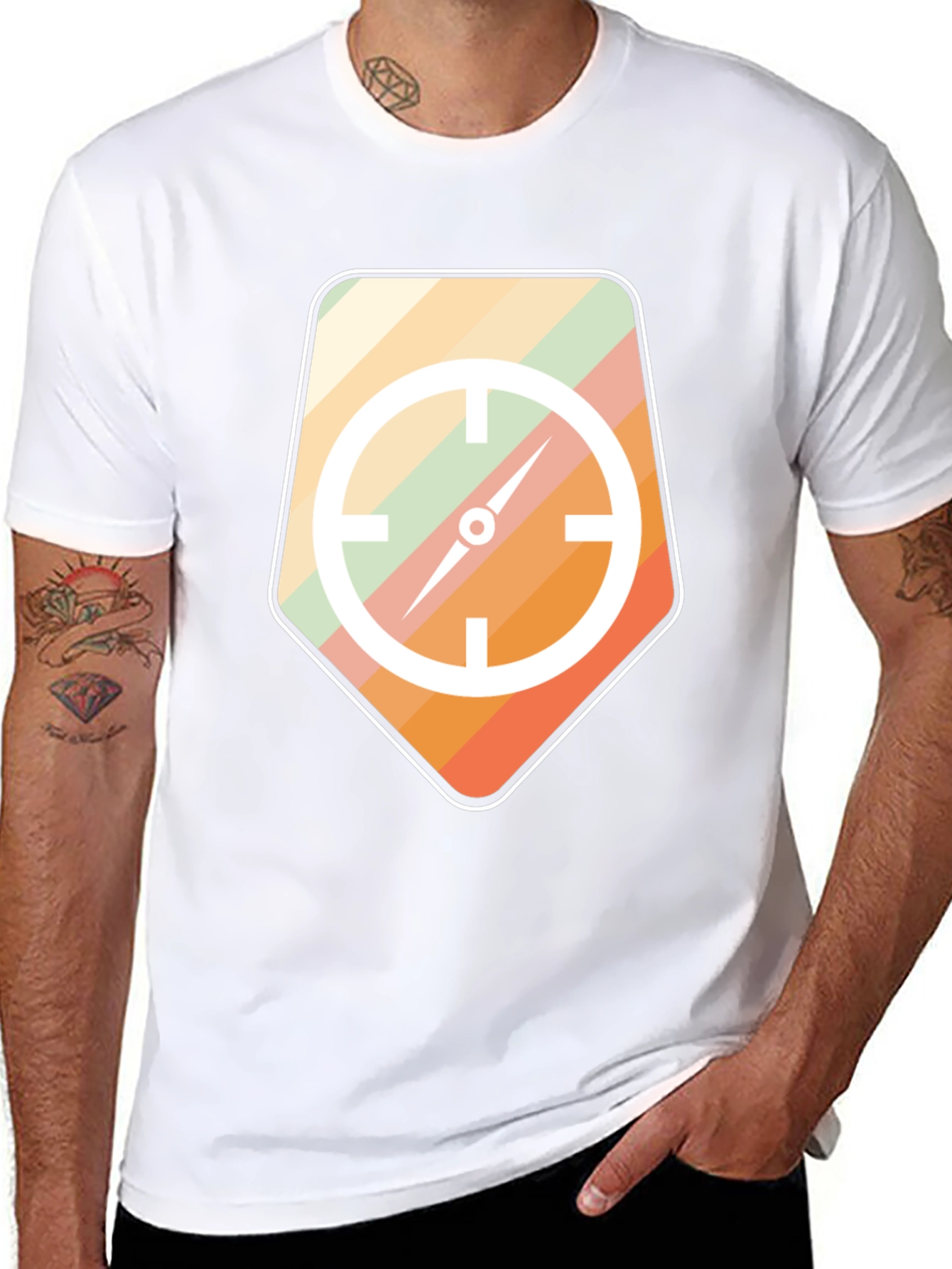 Retro Compass Graphic Tee - Mens Black T-Shirt