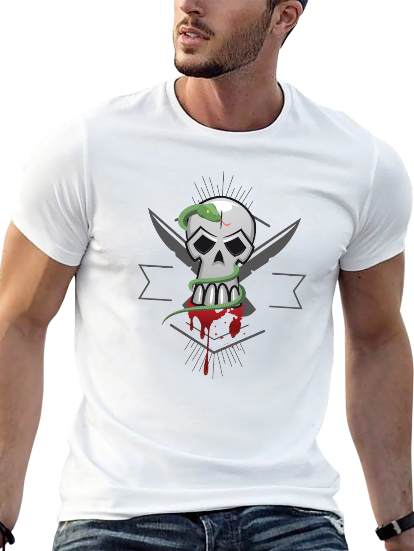 Skull & Snake Graphic Tee - Mens Black T-Shirt