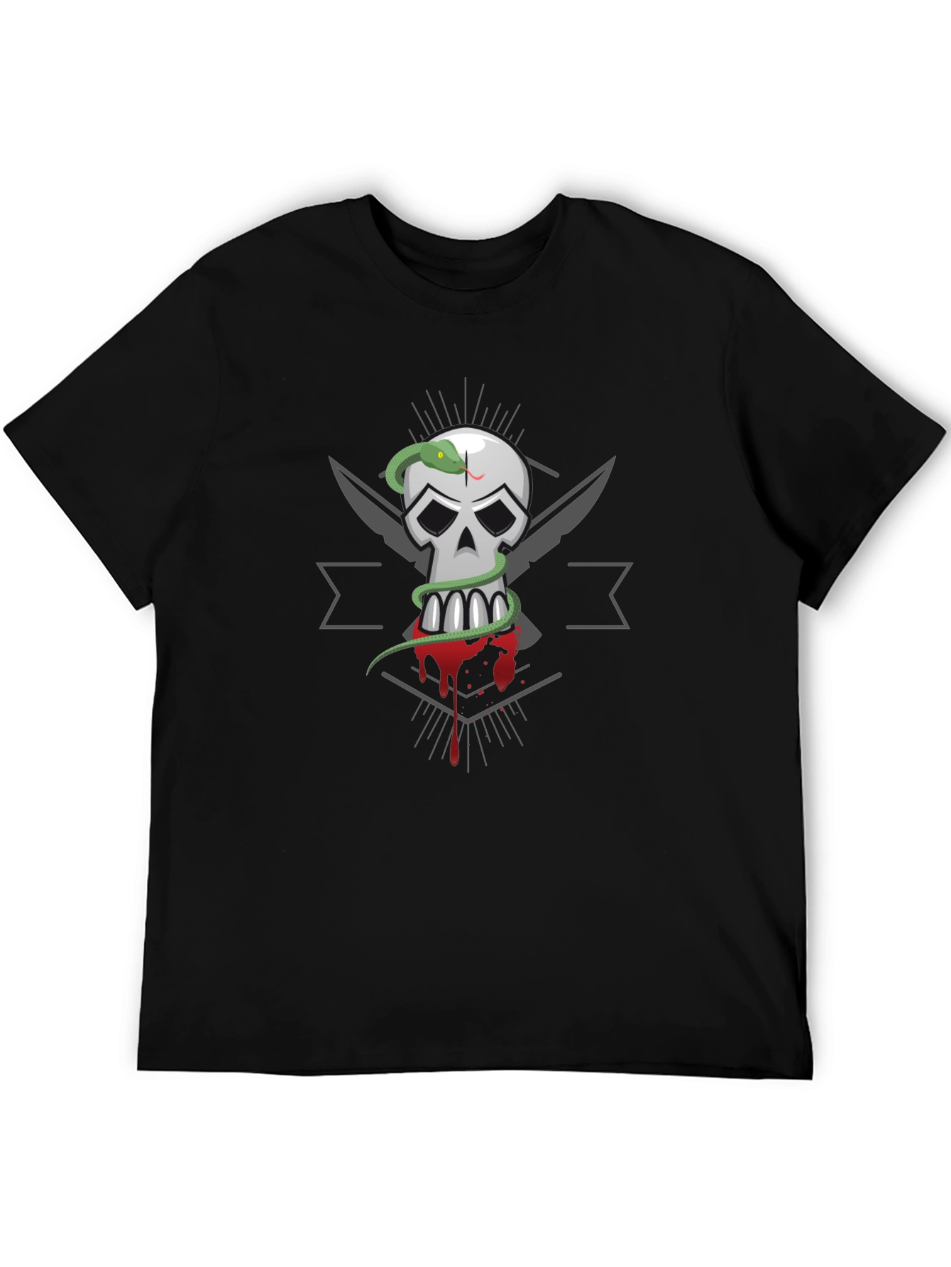 Skull & Snake Graphic Tee - Mens Black T-Shirt