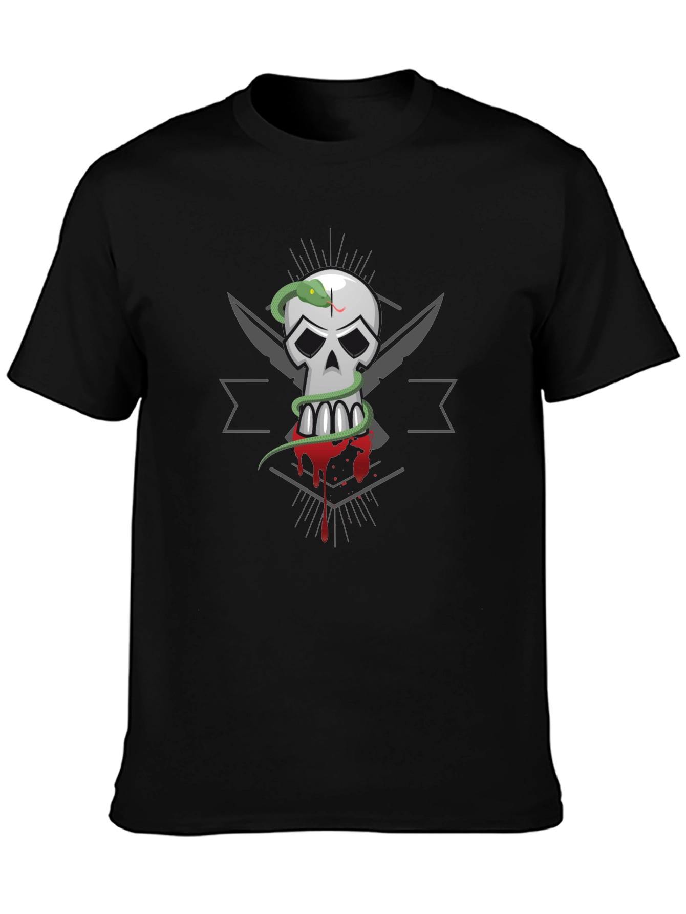 Skull & Snake Graphic Tee - Mens Black T-Shirt