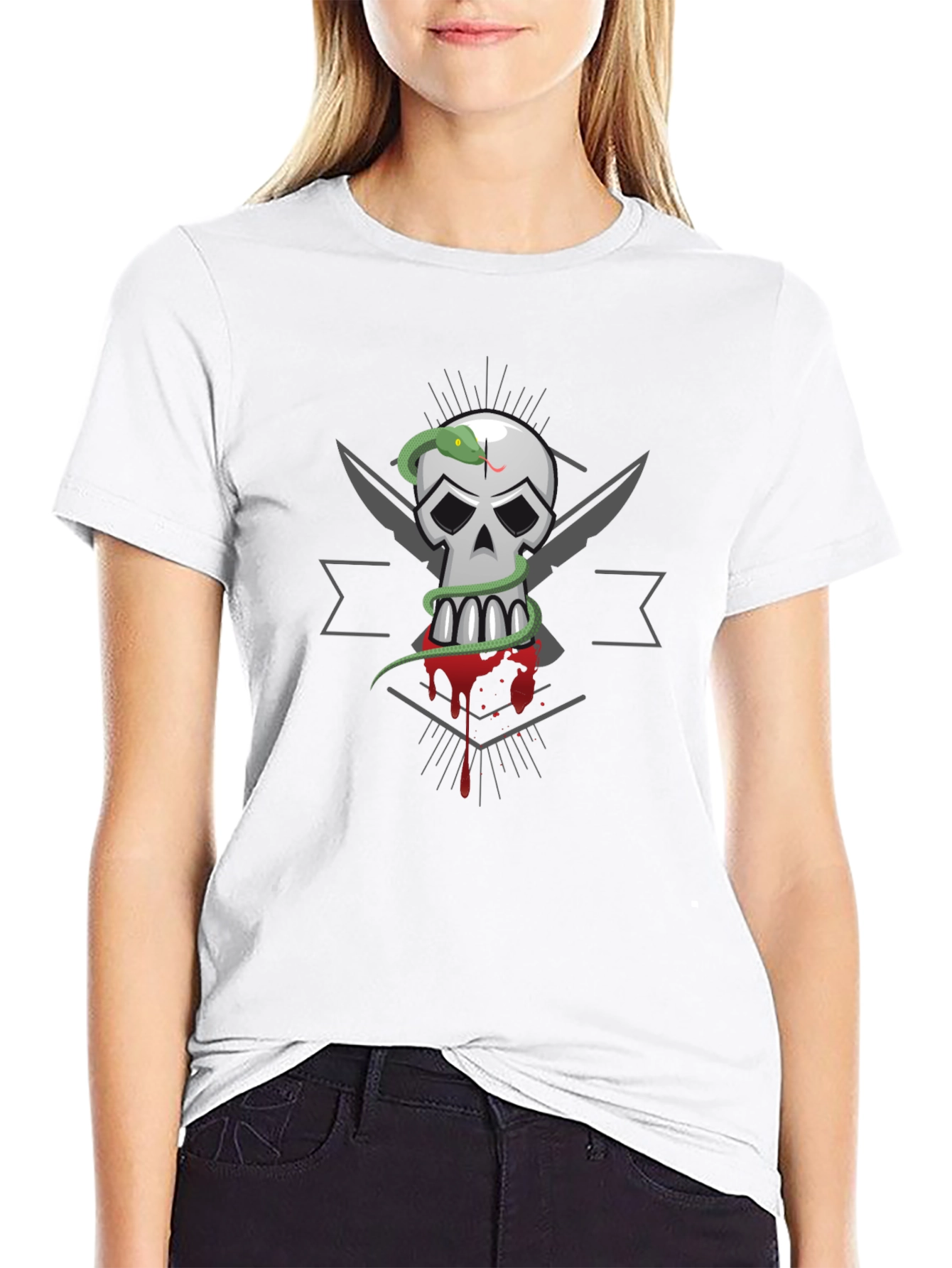 Skull & Snake Graphic Tee - Mens Black T-Shirt