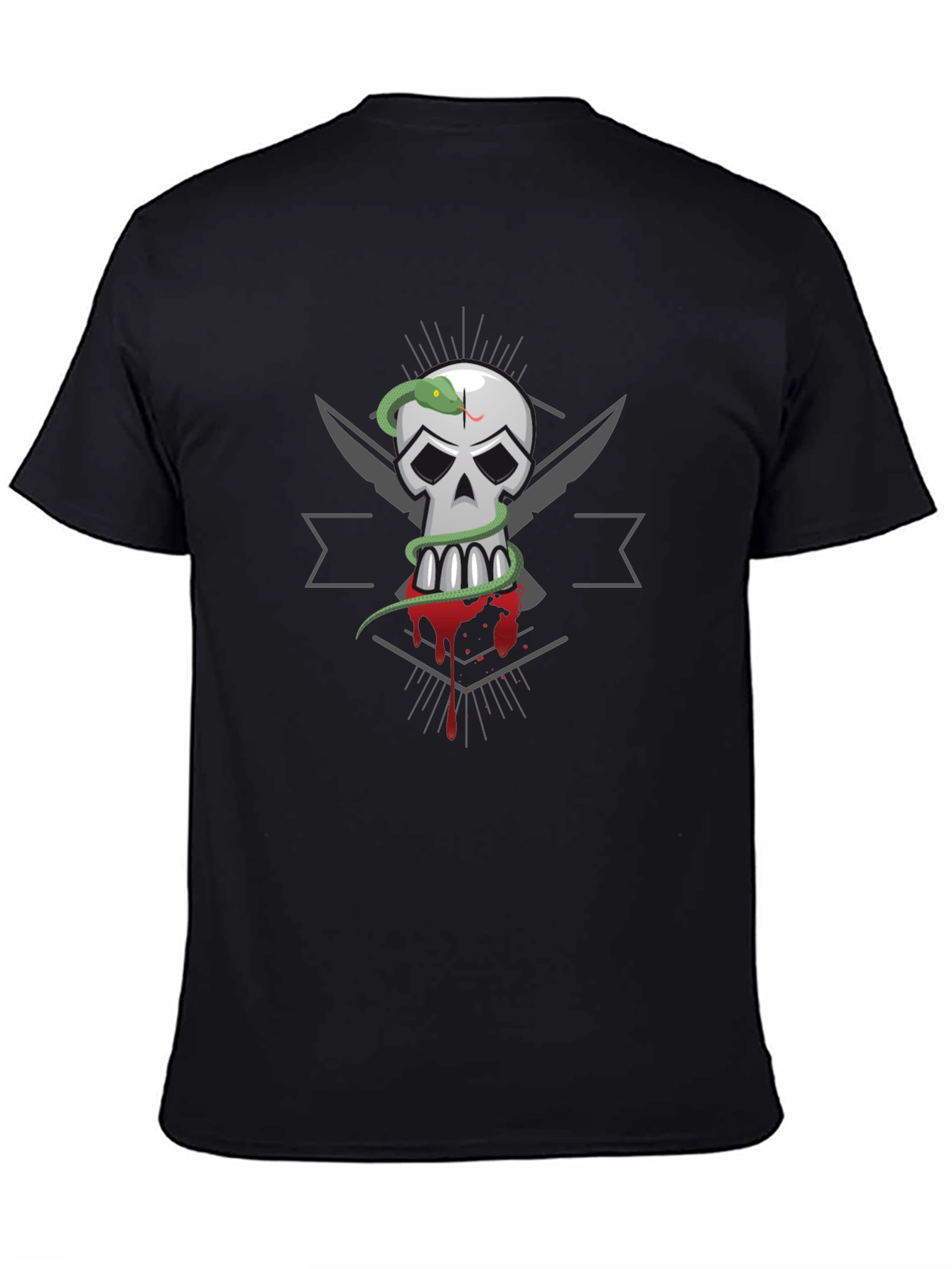Skull & Snake Graphic Tee - Mens Black T-Shirt