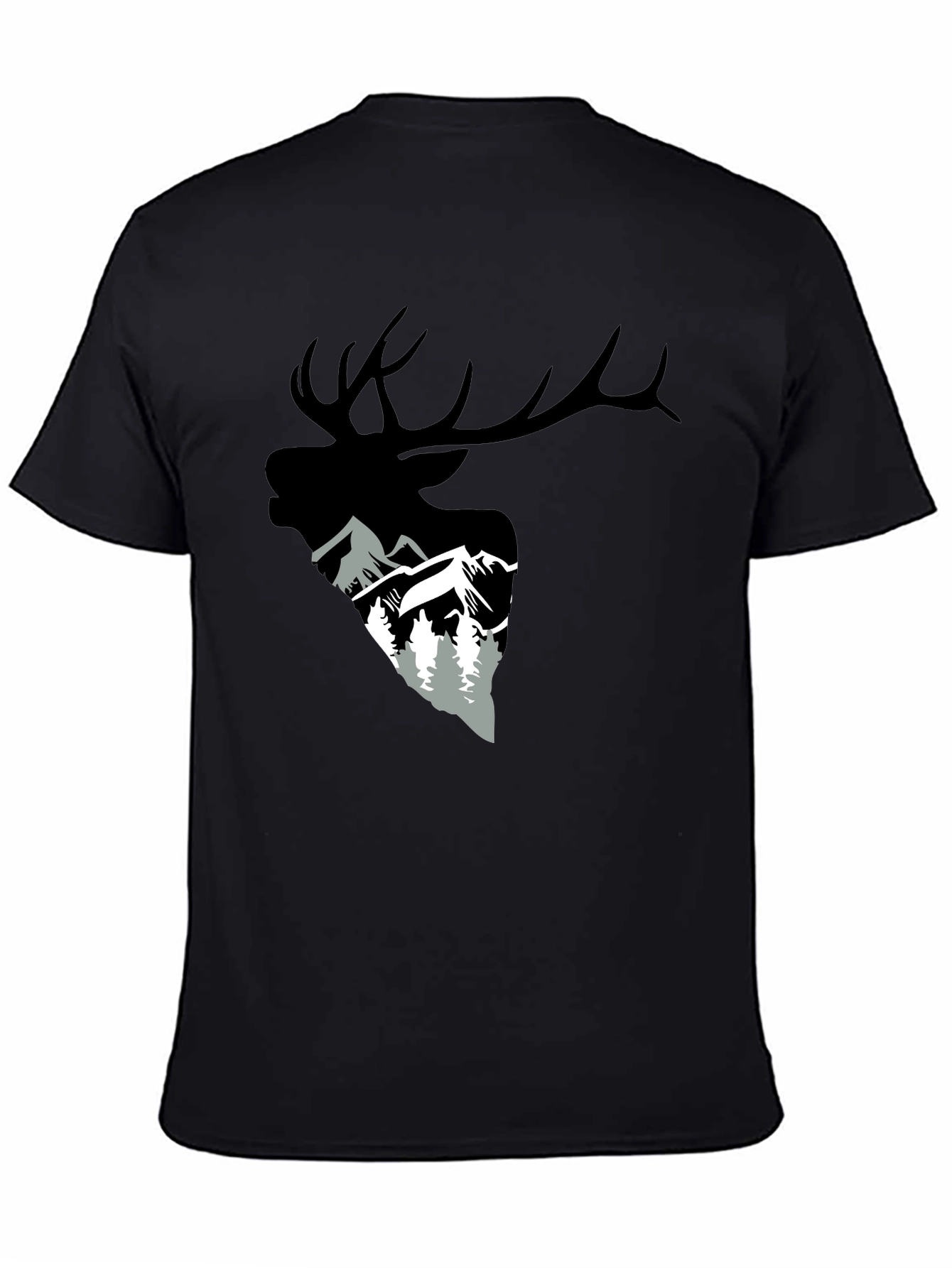 Elk and Mountain Graphic Tee - Black