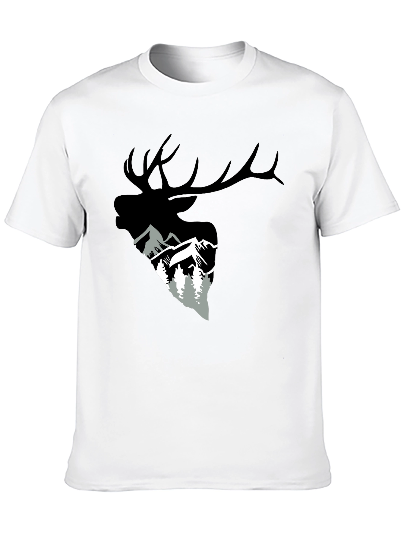 Elk and Mountain Graphic Tee - Black