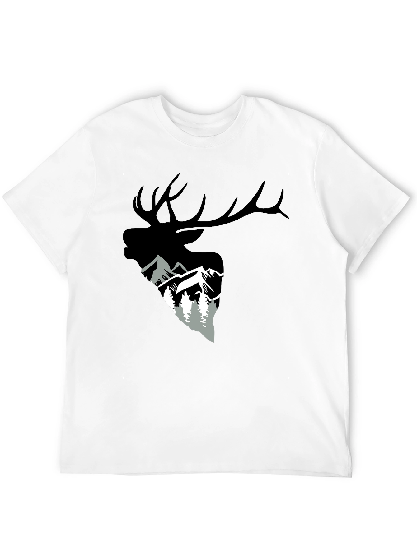 Elk and Mountain Graphic Tee - Black