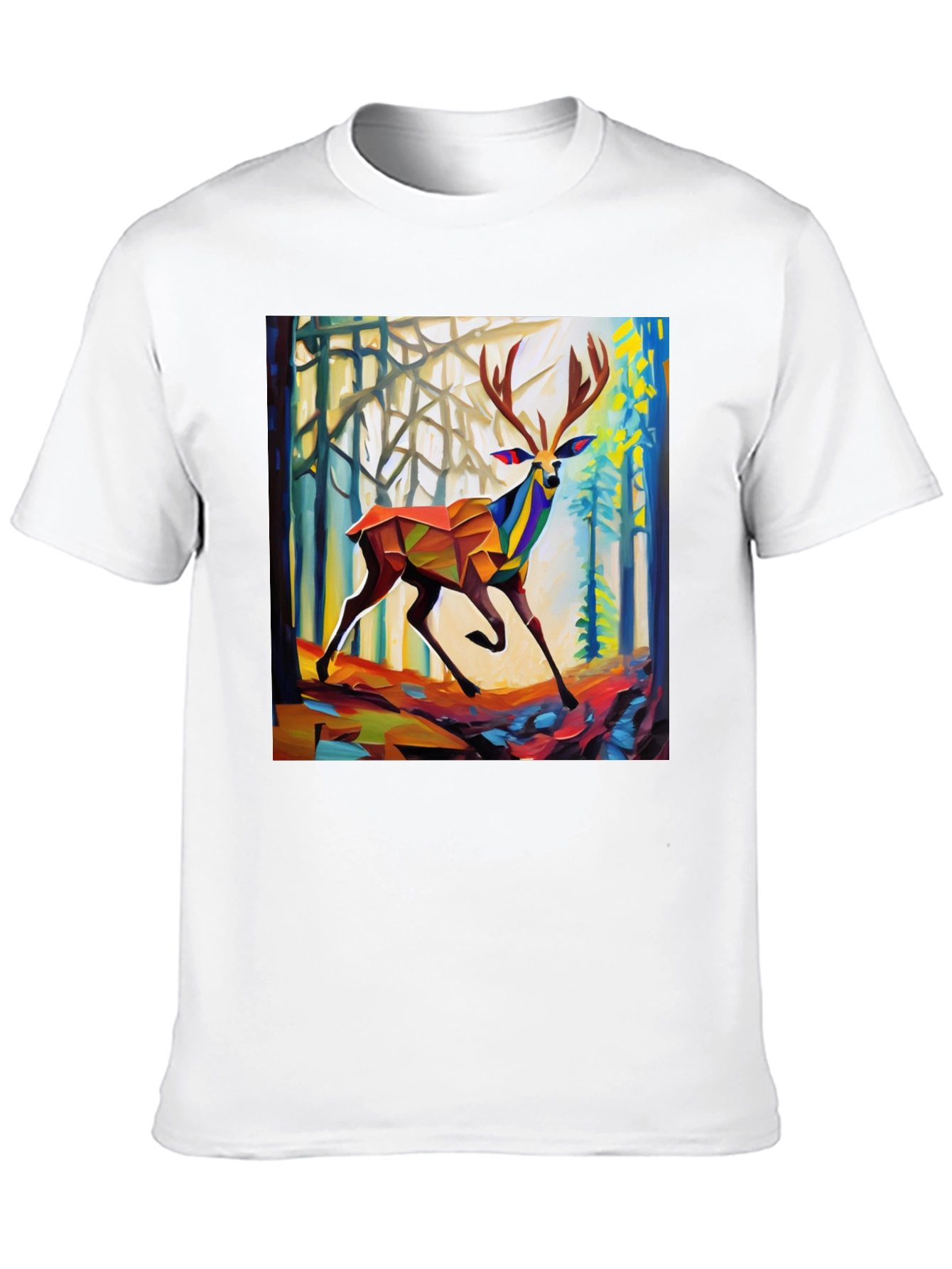 Abstract Geometric Deer Forest Graphic Tee