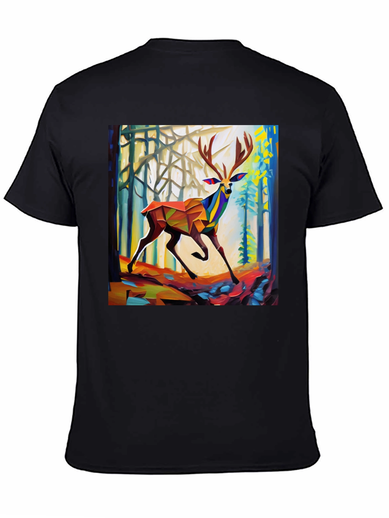 Abstract Geometric Deer Forest Graphic Tee