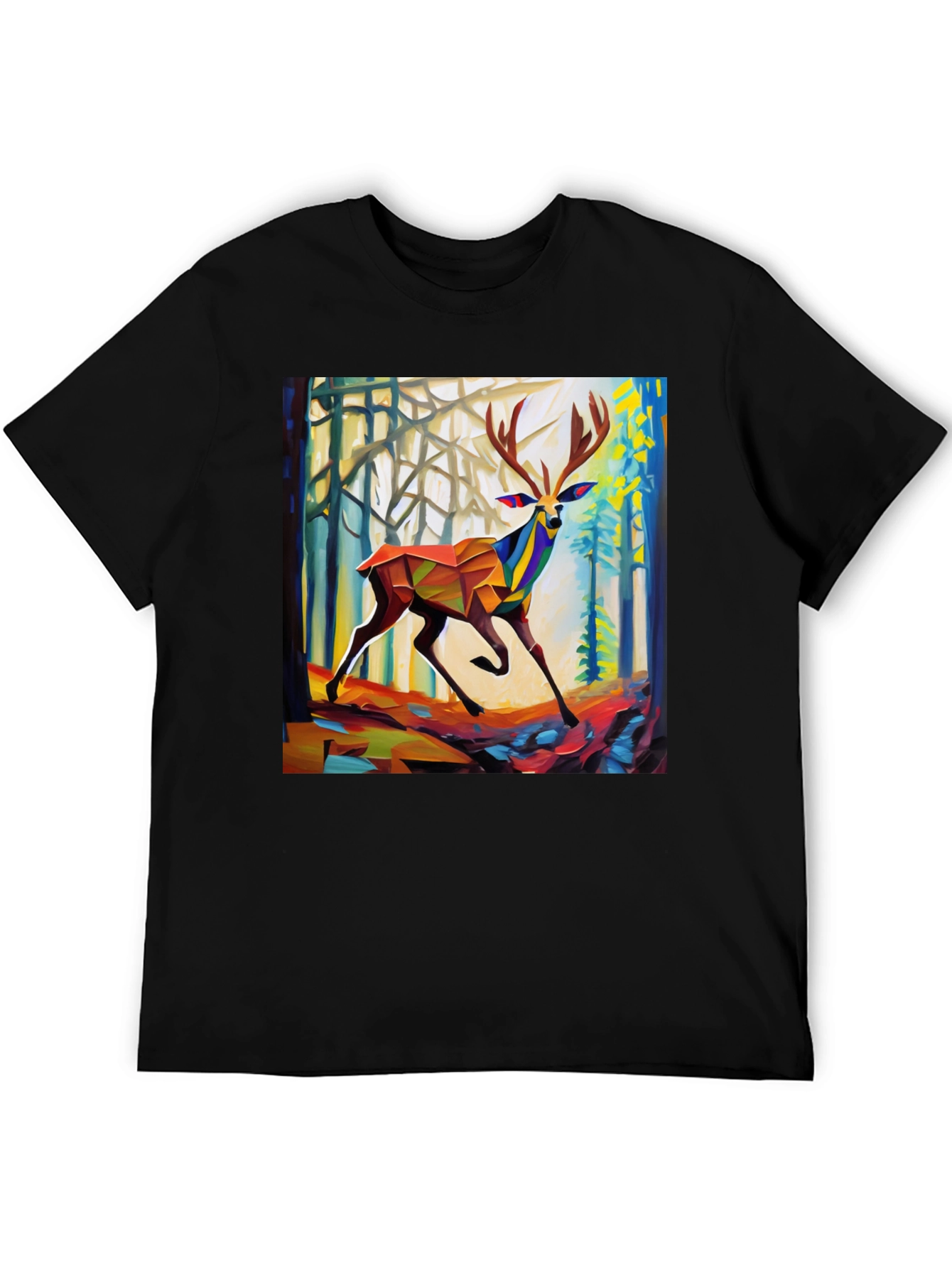 Abstract Geometric Deer Forest Graphic Tee