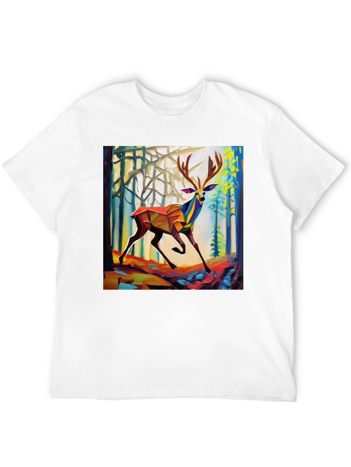 Abstract Geometric Deer Forest Graphic Tee