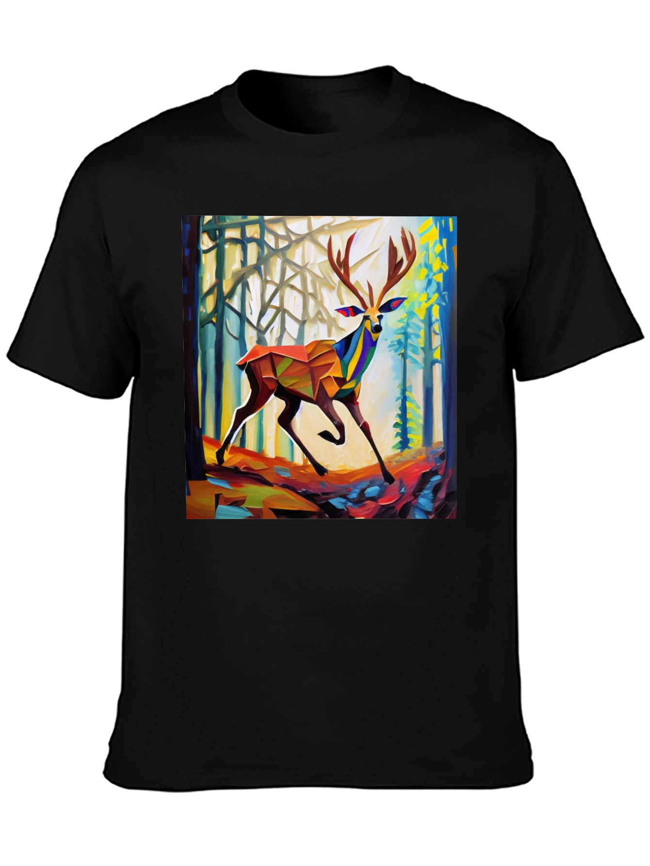 Abstract Geometric Deer Forest Graphic Tee