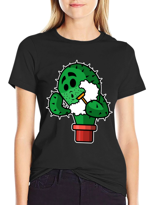 Cactus Shaving Graphic Tee - Funny Novelty Shirt