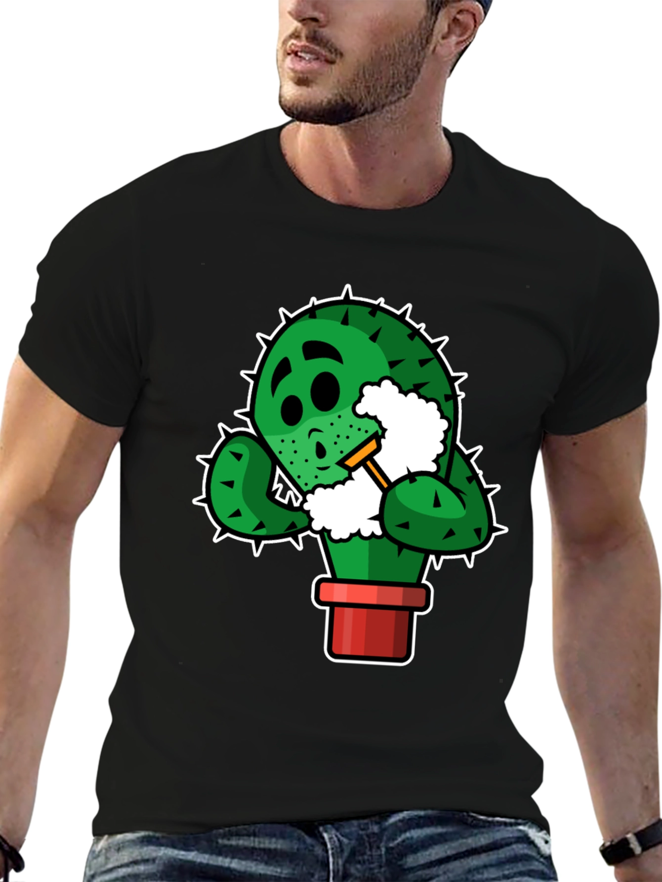 Cactus Shaving Graphic Tee - Funny Novelty Shirt