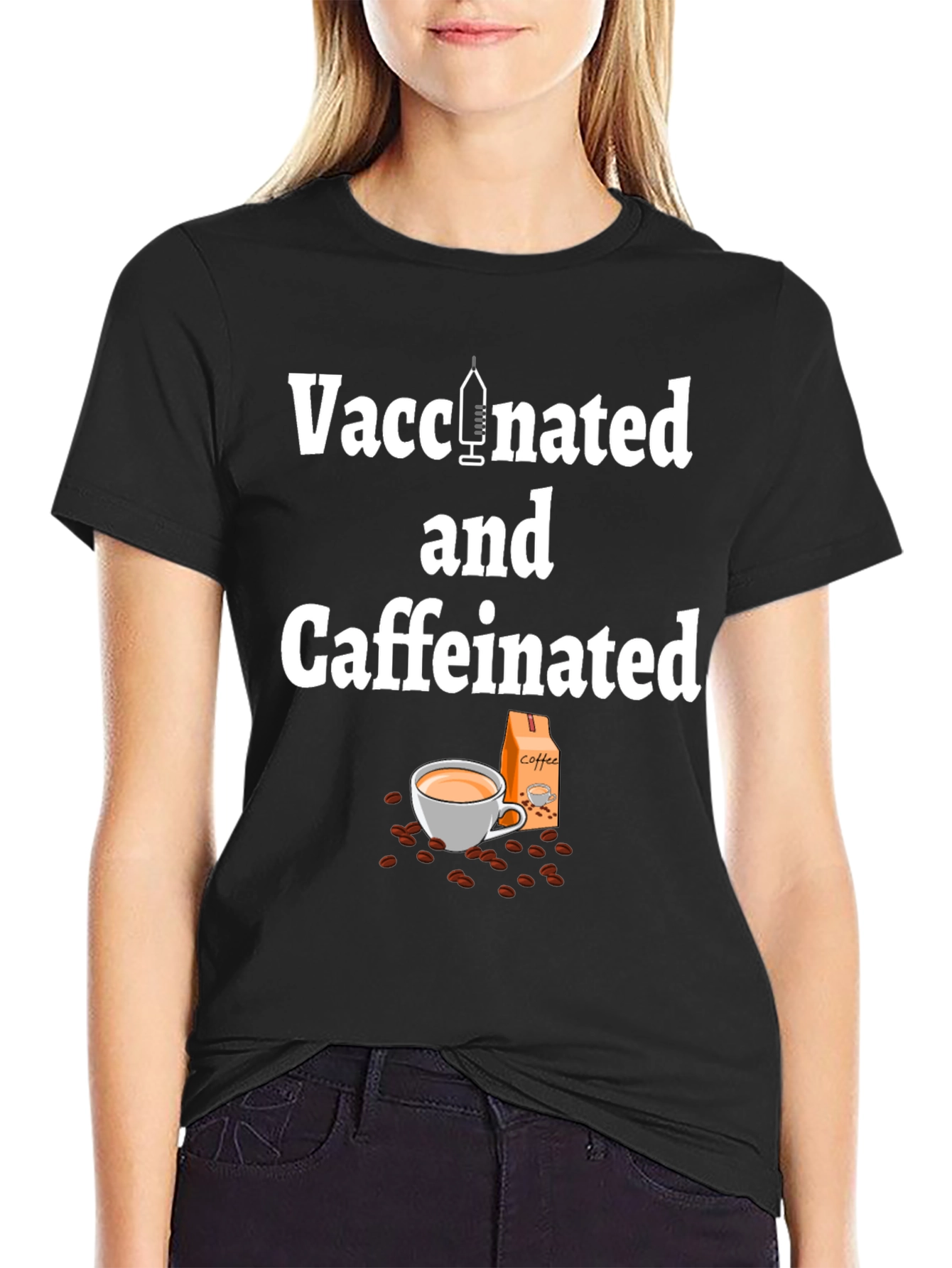 Vaccinated and Caffeinated T-Shirt