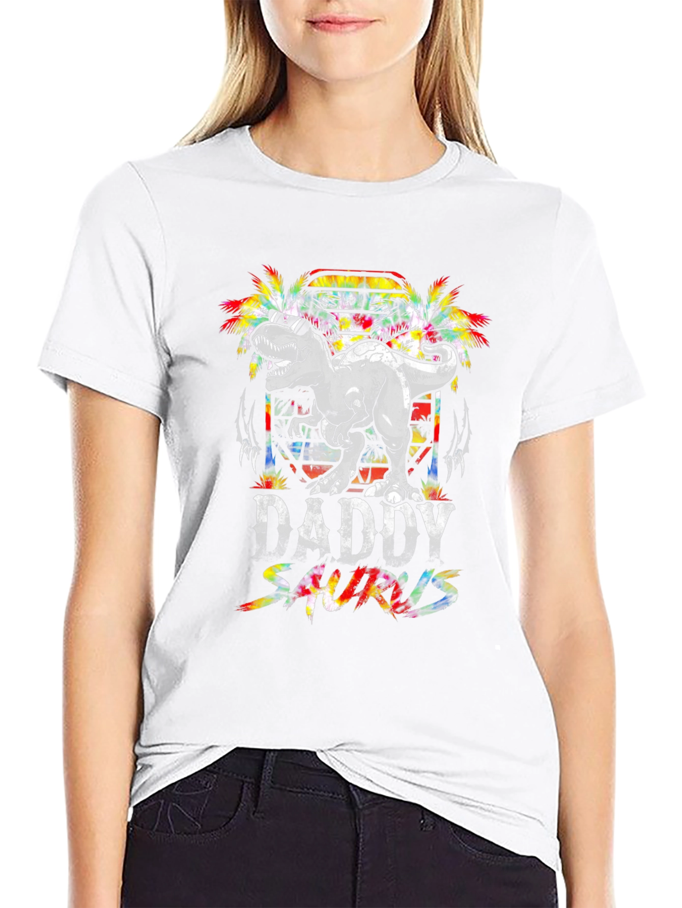 Daddy Saurus Black Graphic T-Shirt