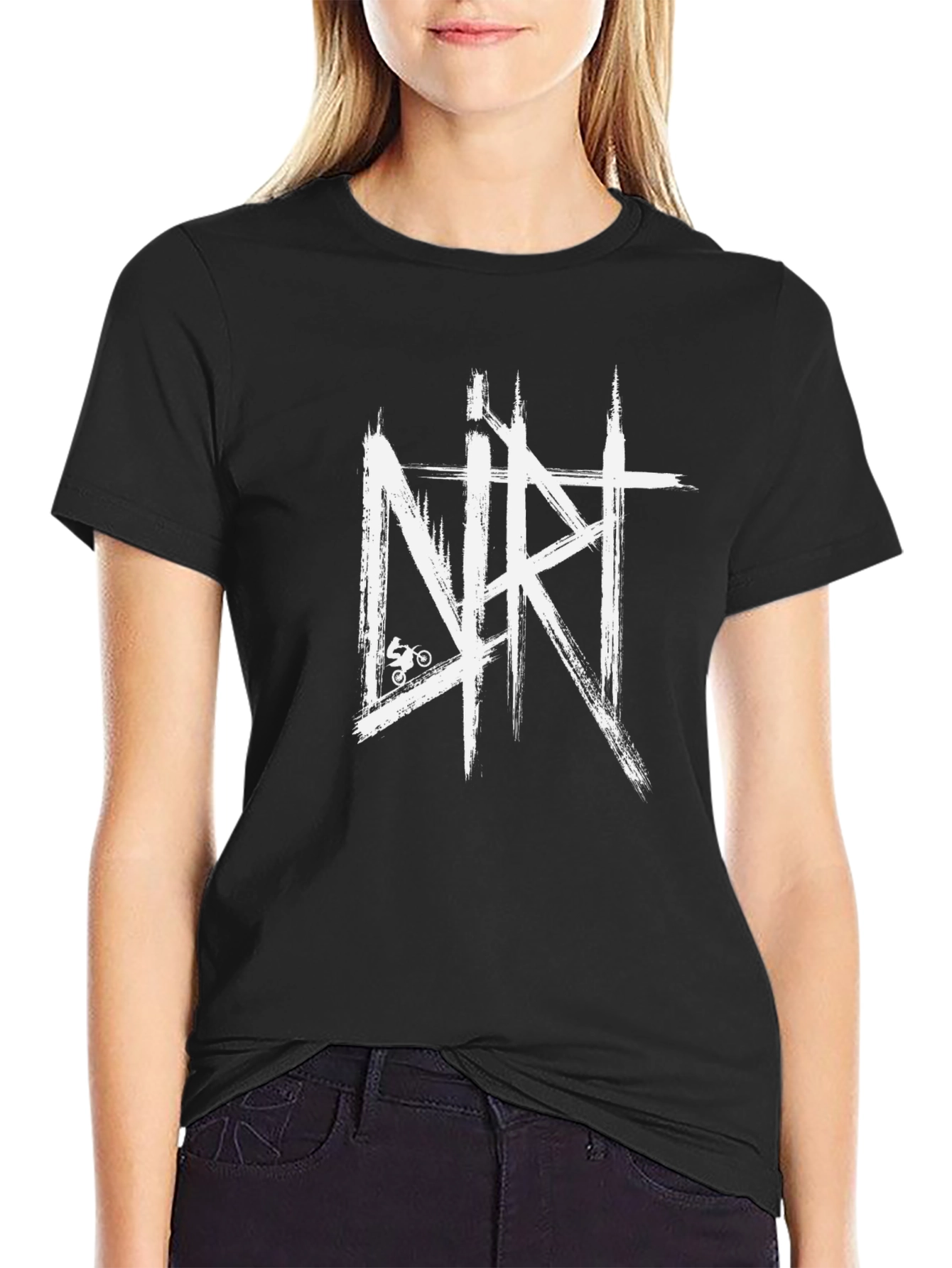 Dirt Bike T-Shirt - Black Brush Stroke Design