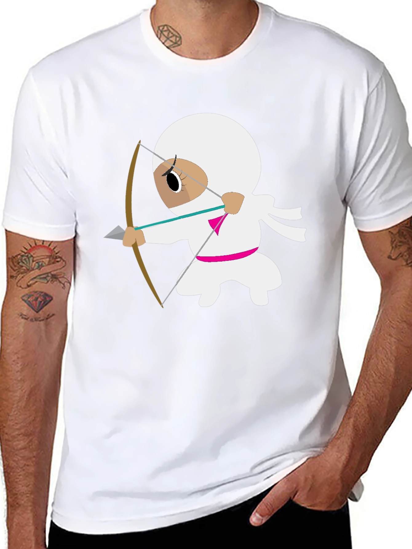 Ninja Archer Graphic Tee - Black Cotton T-Shirt