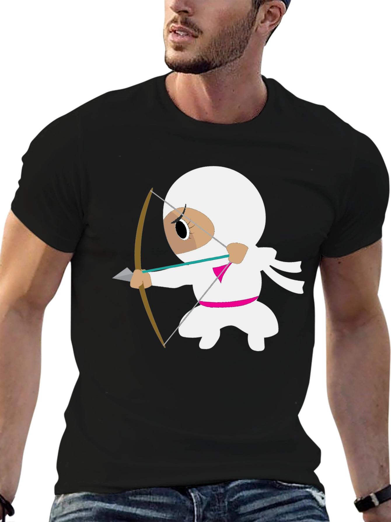 Ninja Archer Graphic Tee - Black Cotton T-Shirt