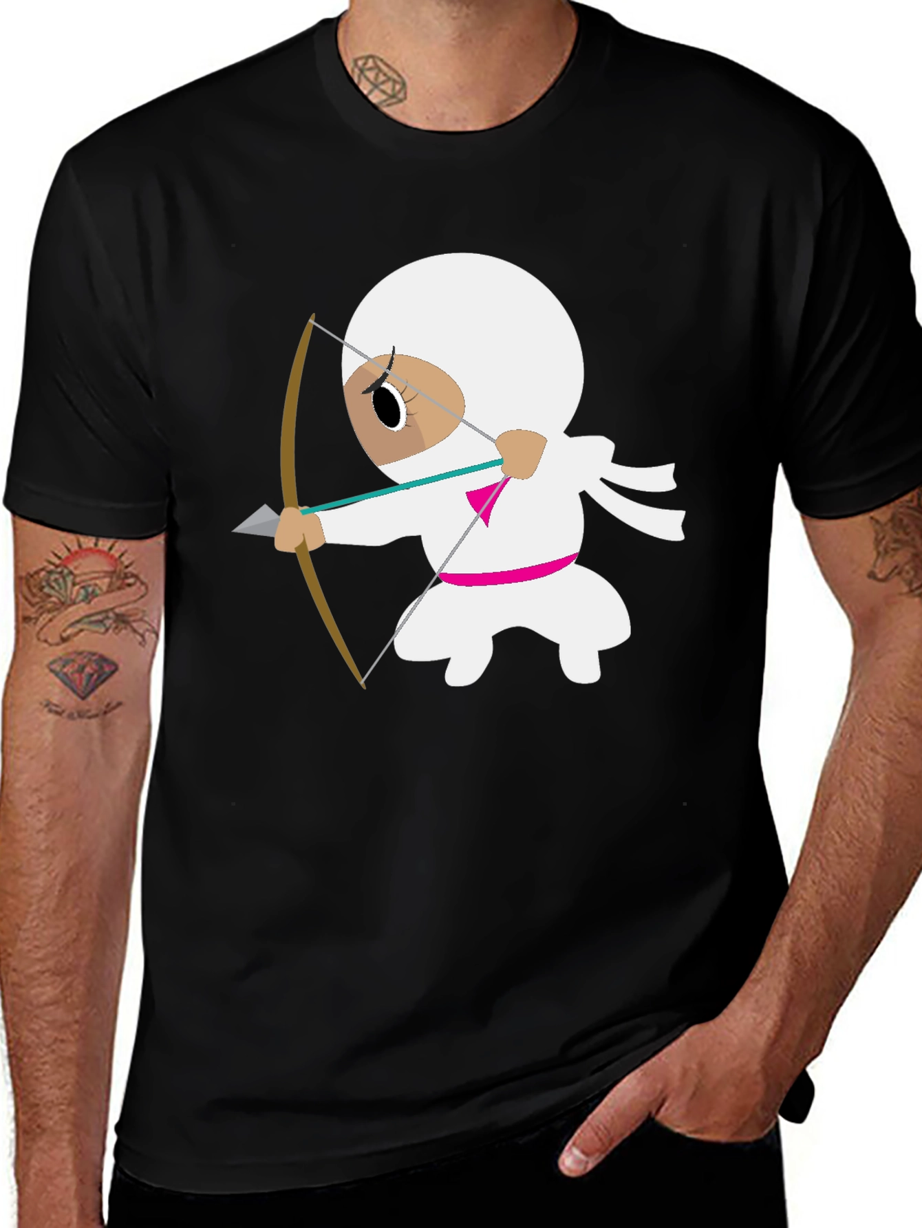 Ninja Archer Graphic Tee - Black Cotton T-Shirt