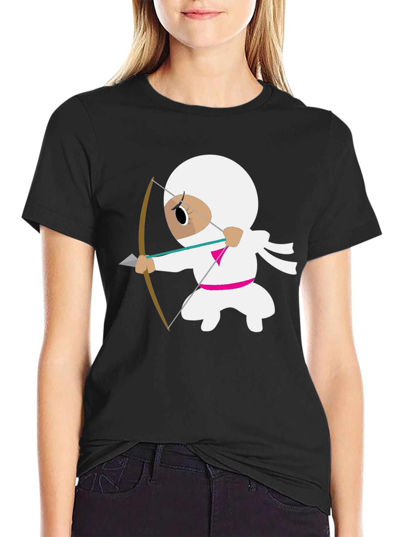 Ninja Archer Graphic Tee - Black Cotton T-Shirt