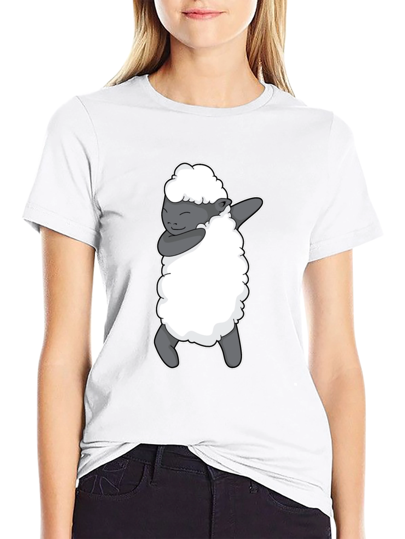 Dabbing Sheep Graphic Tee - Black Cotton T-Shirt