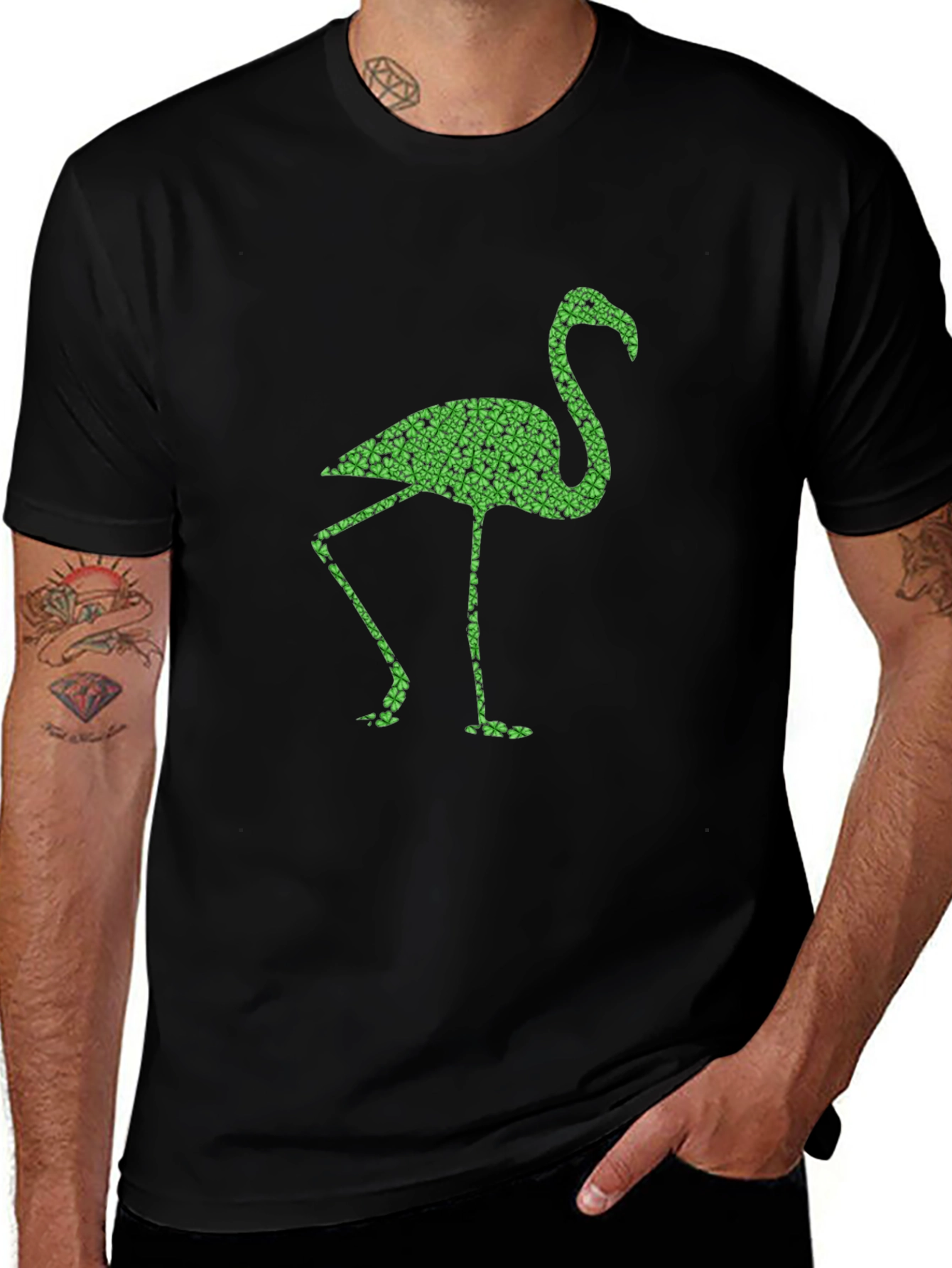 Shamrock Flamingo Black T-Shirt
