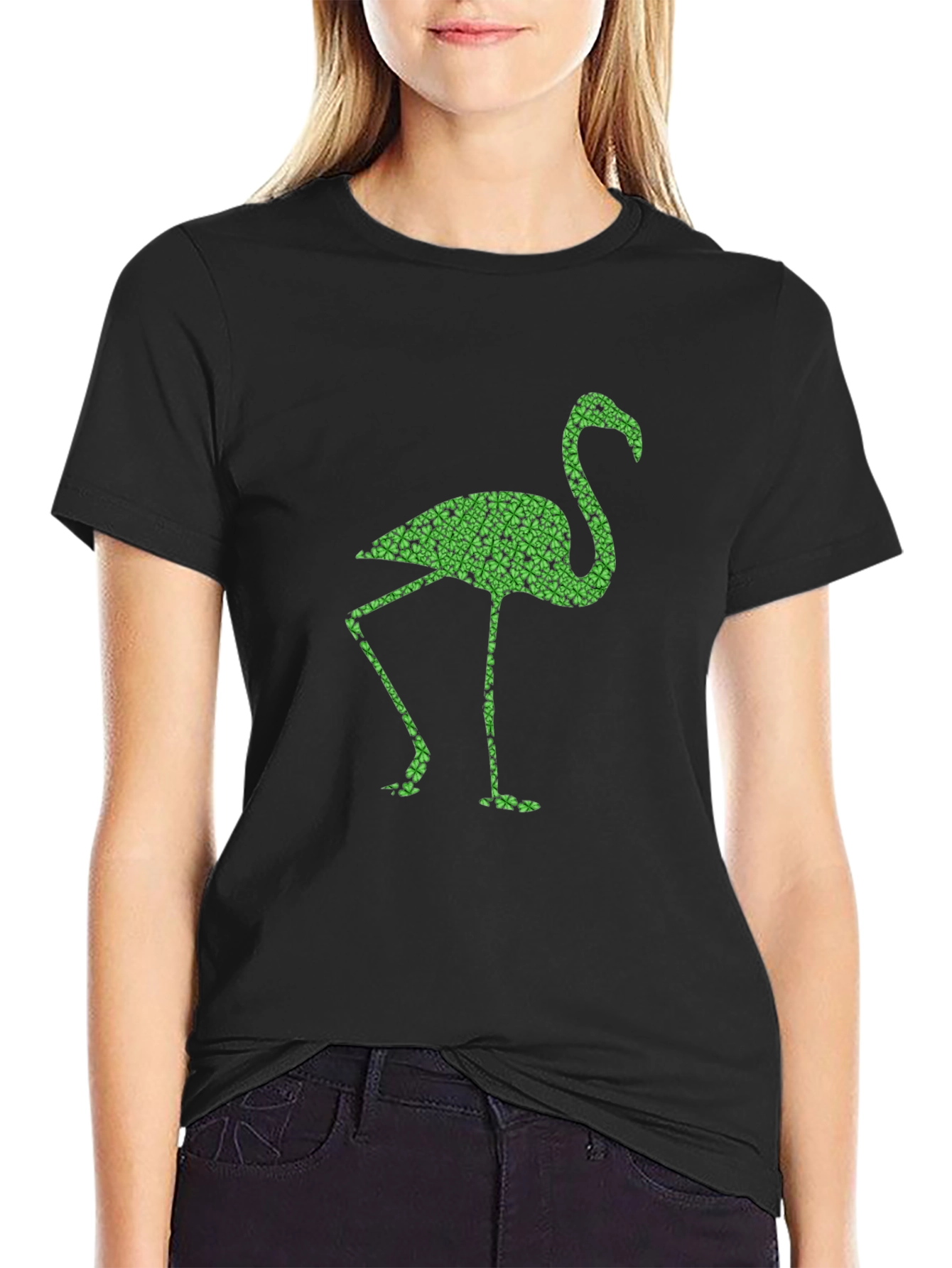 Shamrock Flamingo Black T-Shirt