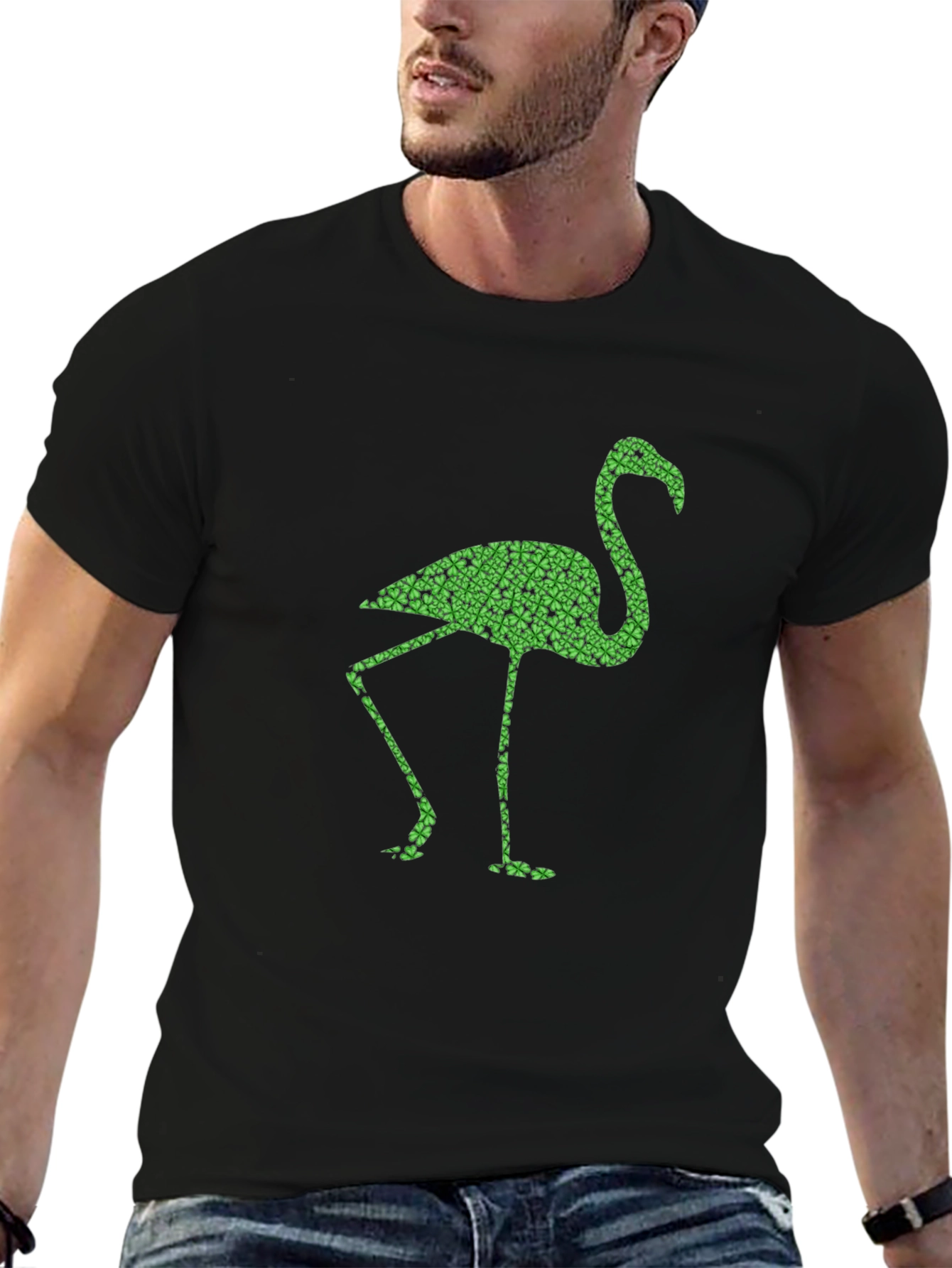 Shamrock Flamingo Black T-Shirt
