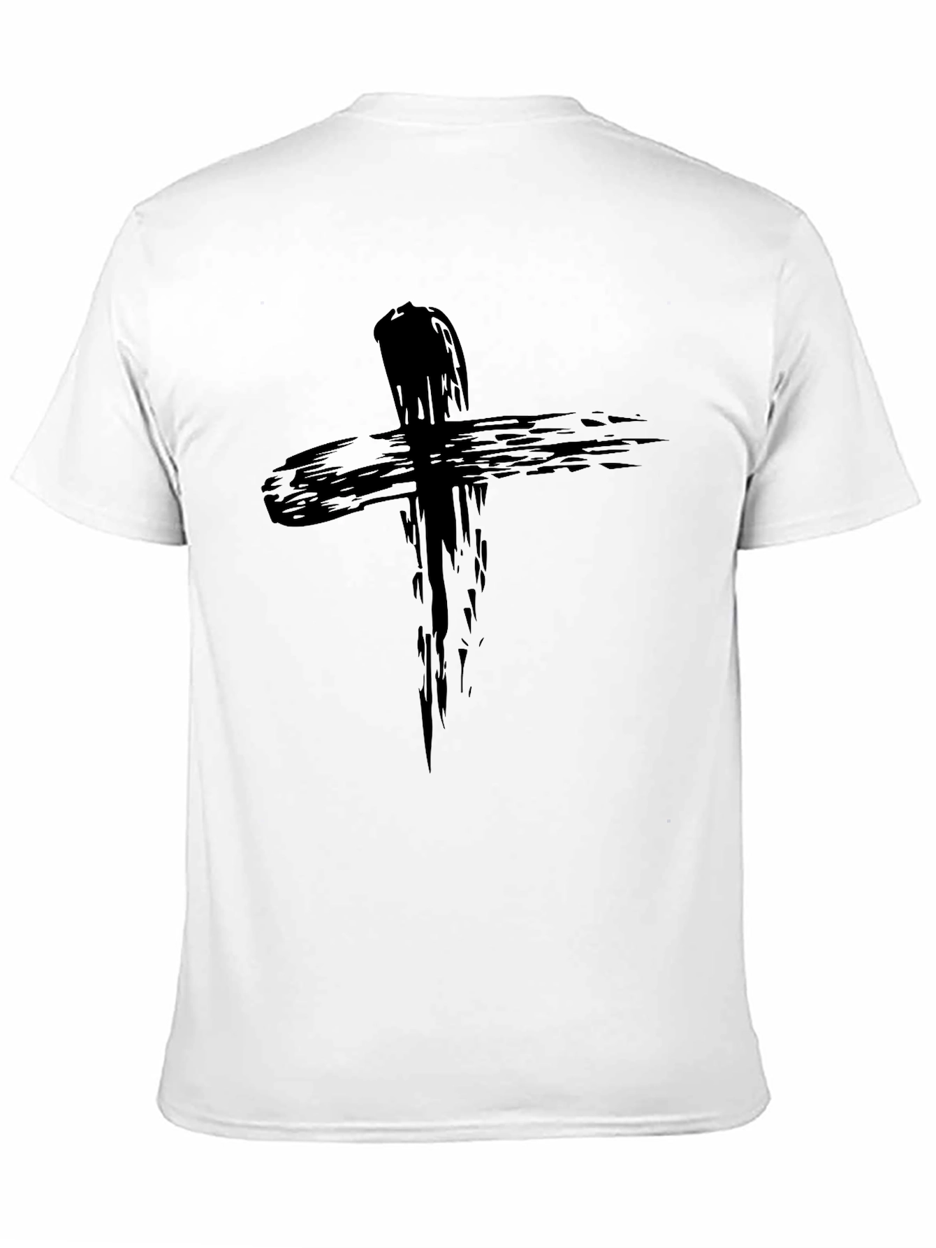 Mens Black Cross Graphic T-Shirt - Brushstroke Design