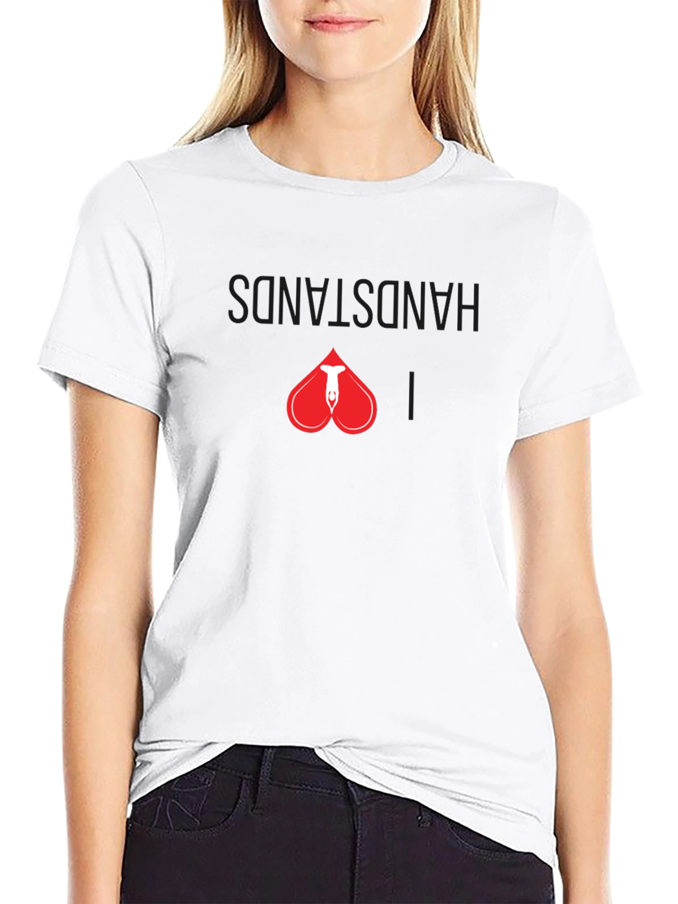Handstand Heart Graphic Black T-Shirt