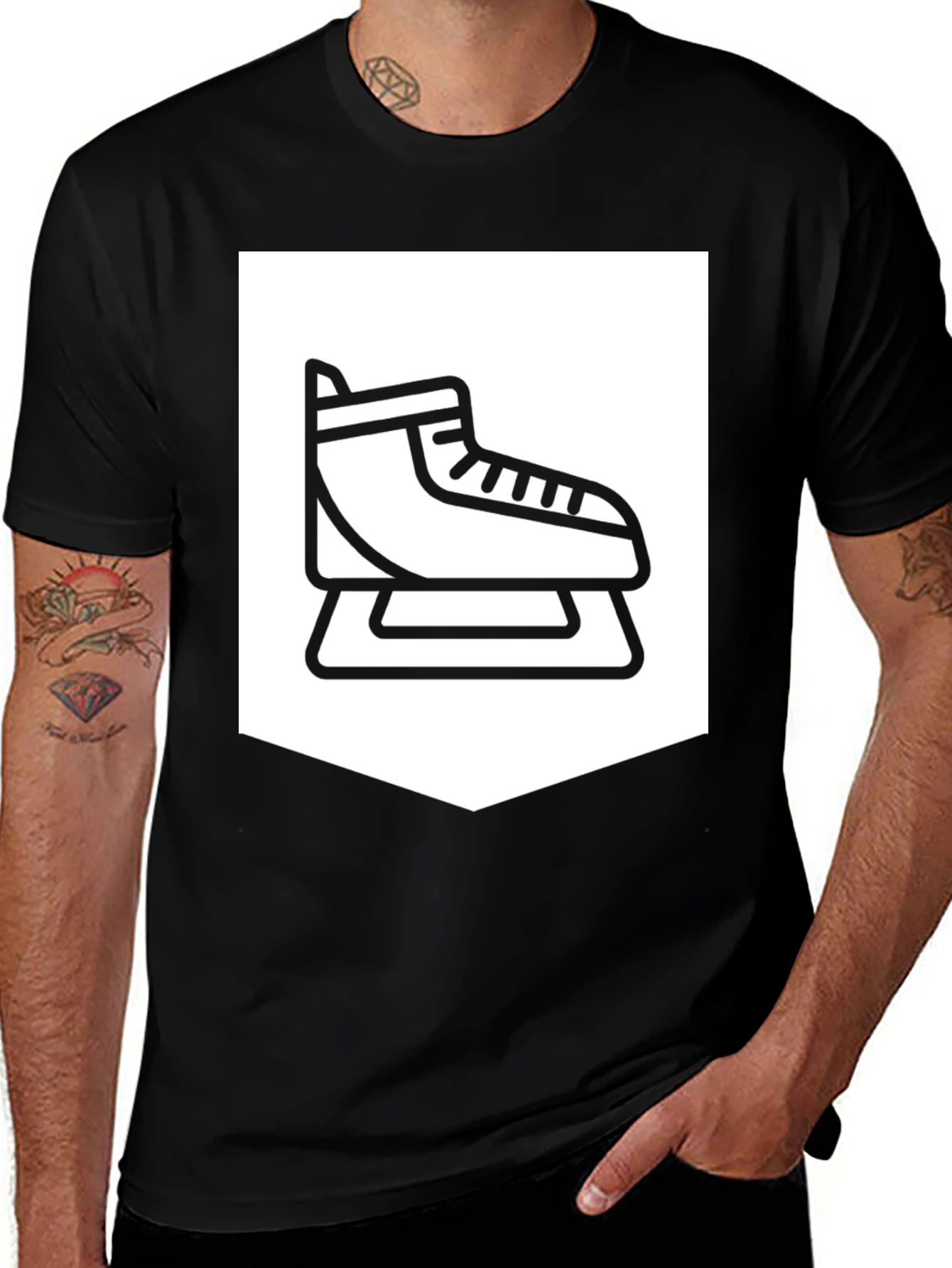 Ice Skate Graphic Tee - Black Casual Shirt