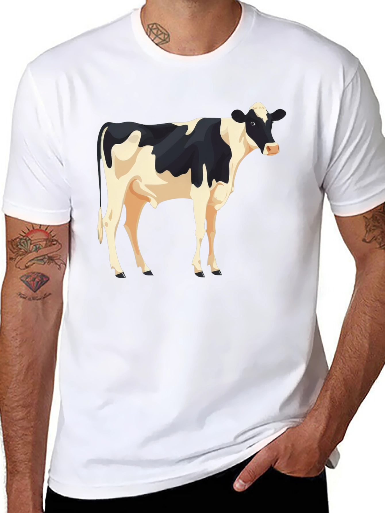 Cow Graphic Print Black T-Shirt