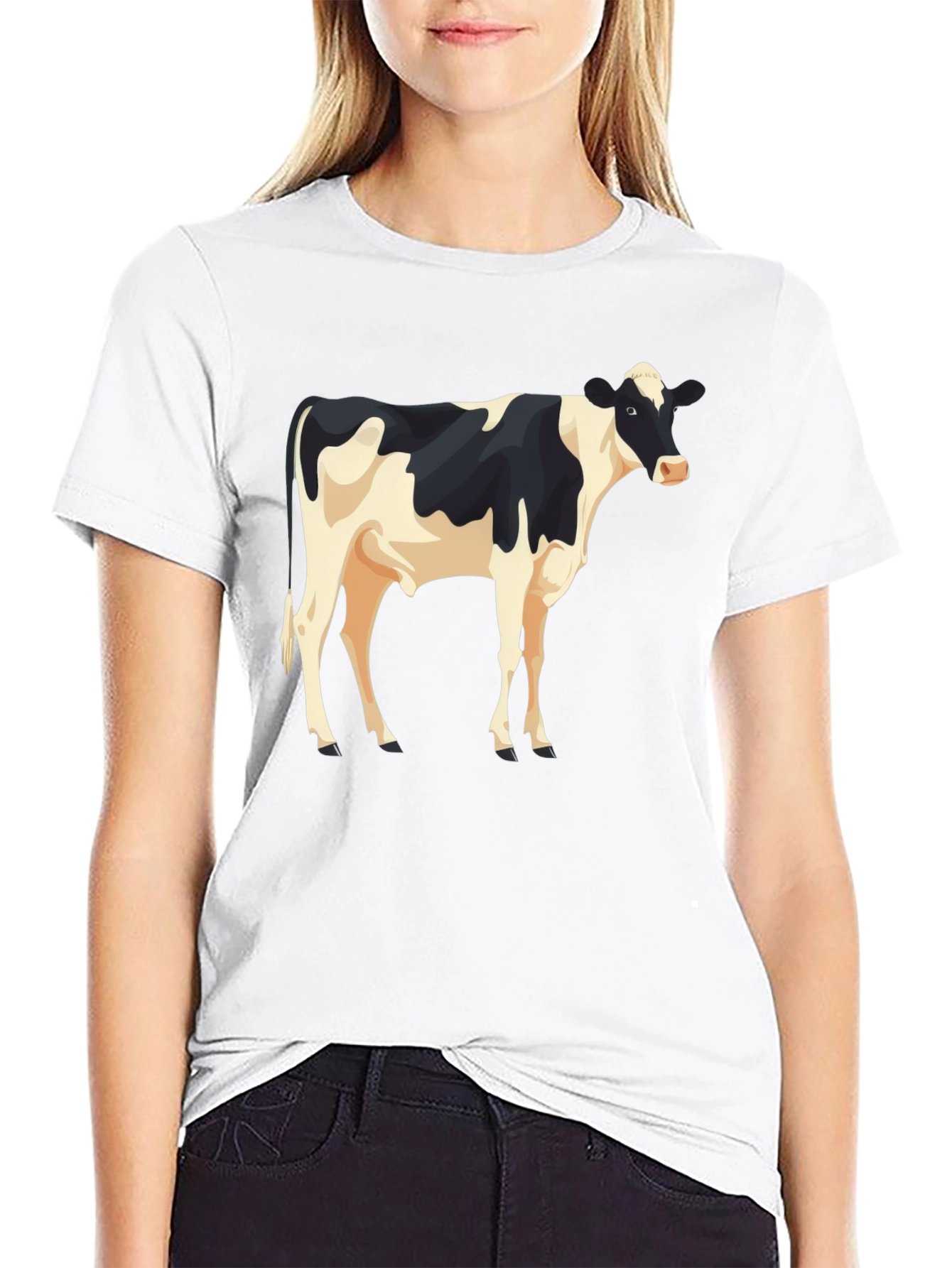 Cow Graphic Print Black T-Shirt