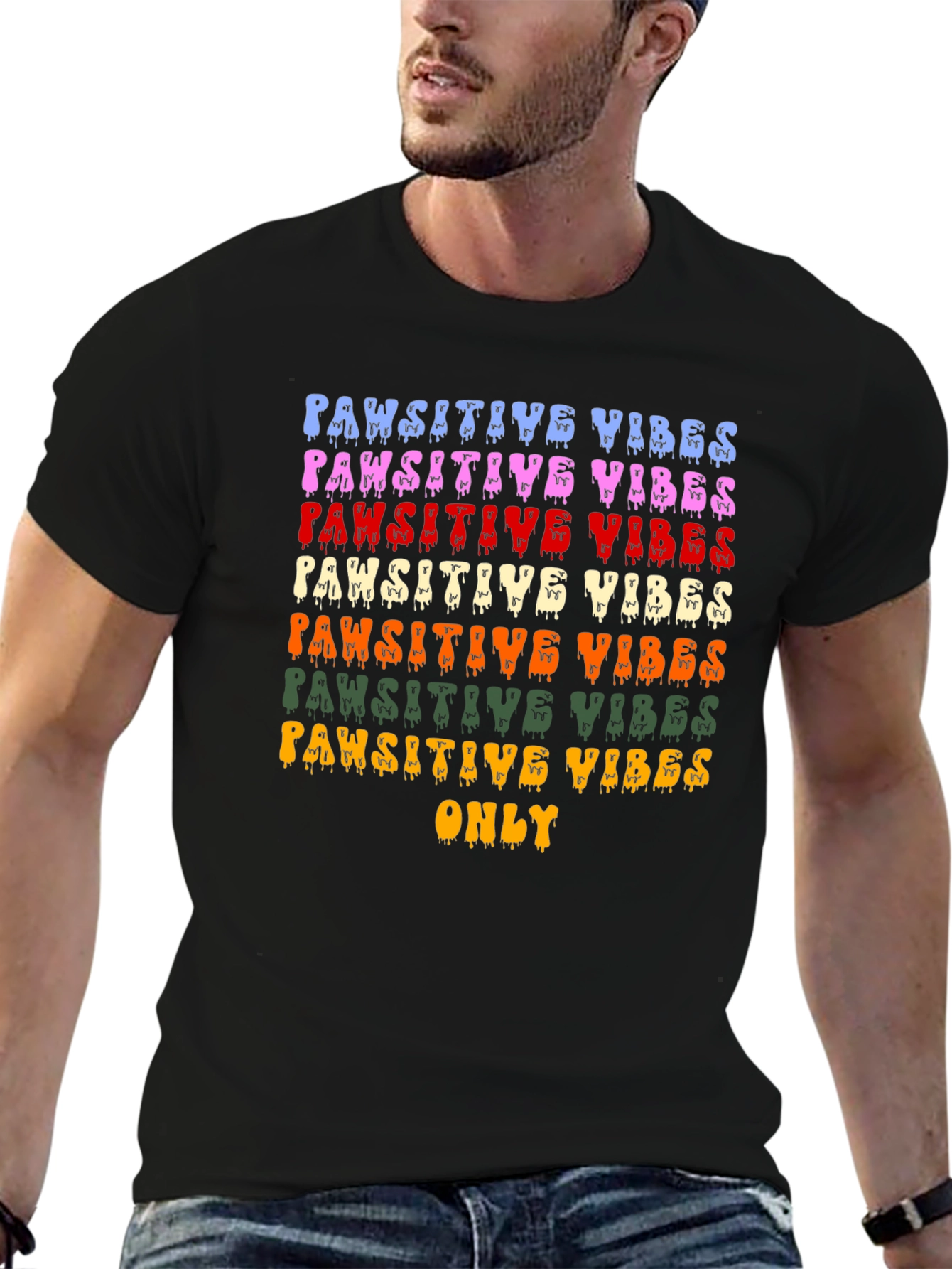 Pawsitive Vibes Graphic Tee - Trendy Pet Lover Shirt