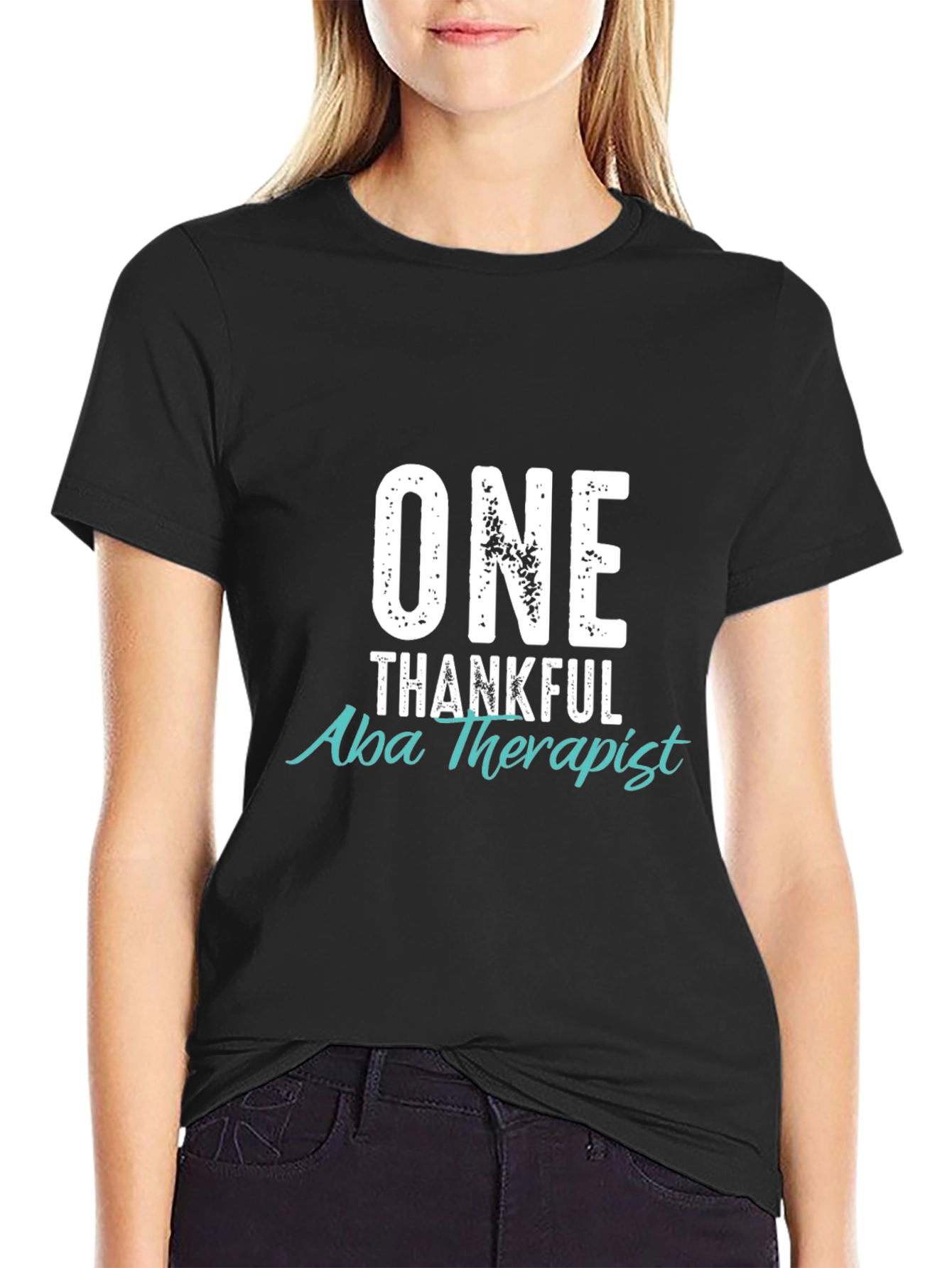 One Thankful Aba Therapist Black T-Shirt