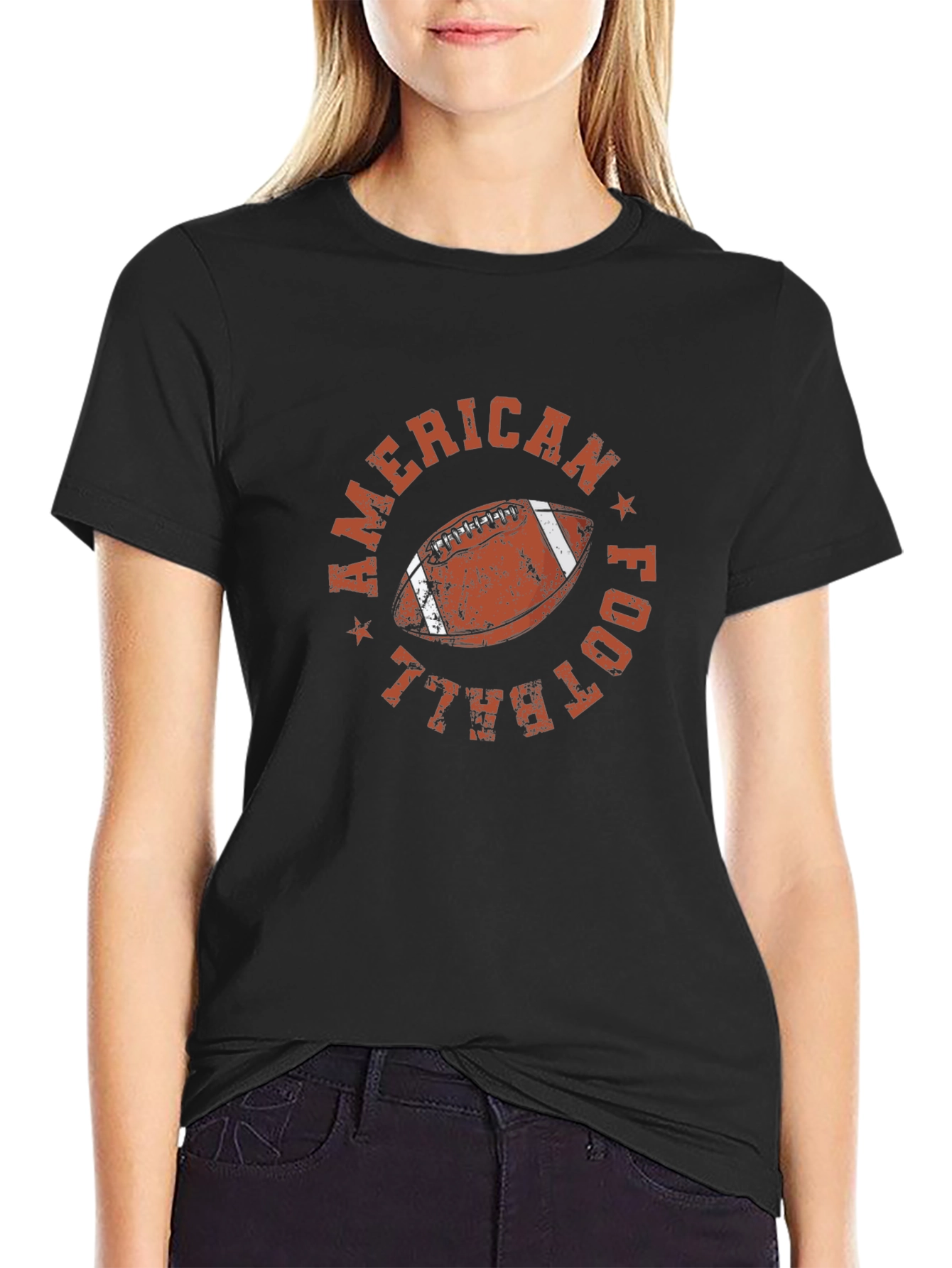 American Football Graphic Tee - Distressed Style