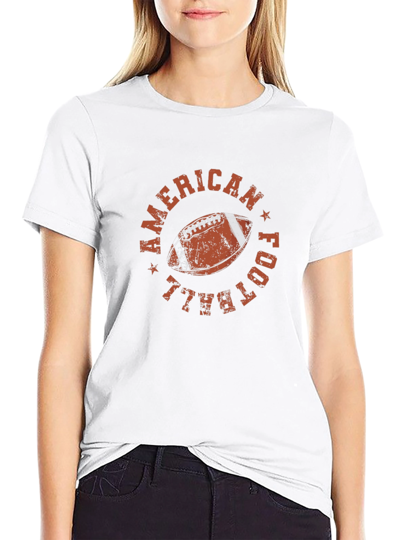 American Football Graphic Tee - Distressed Style