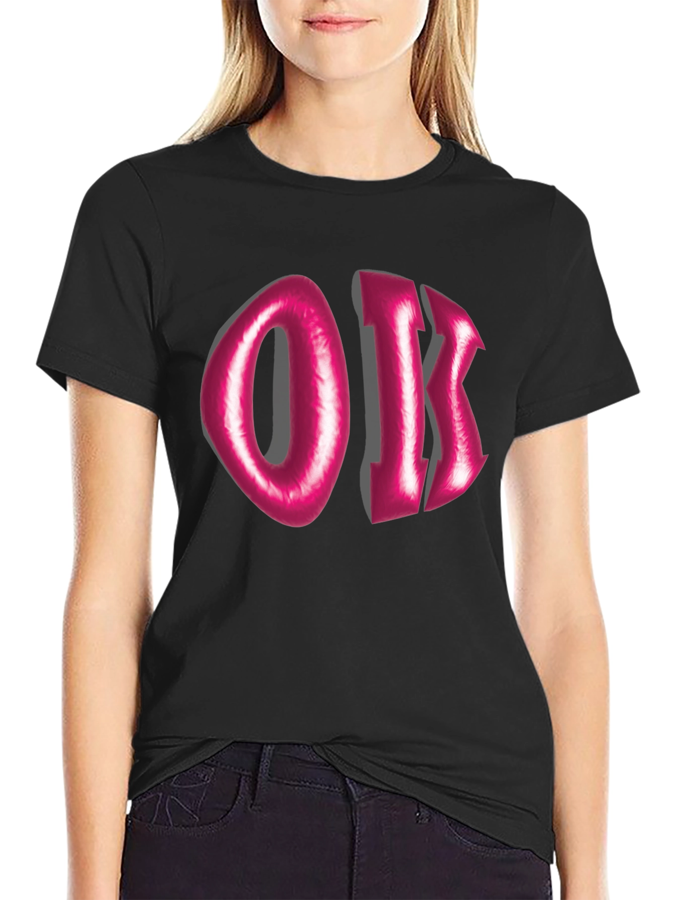 Pink Oik Graphic Tee - Unique Casual Style
