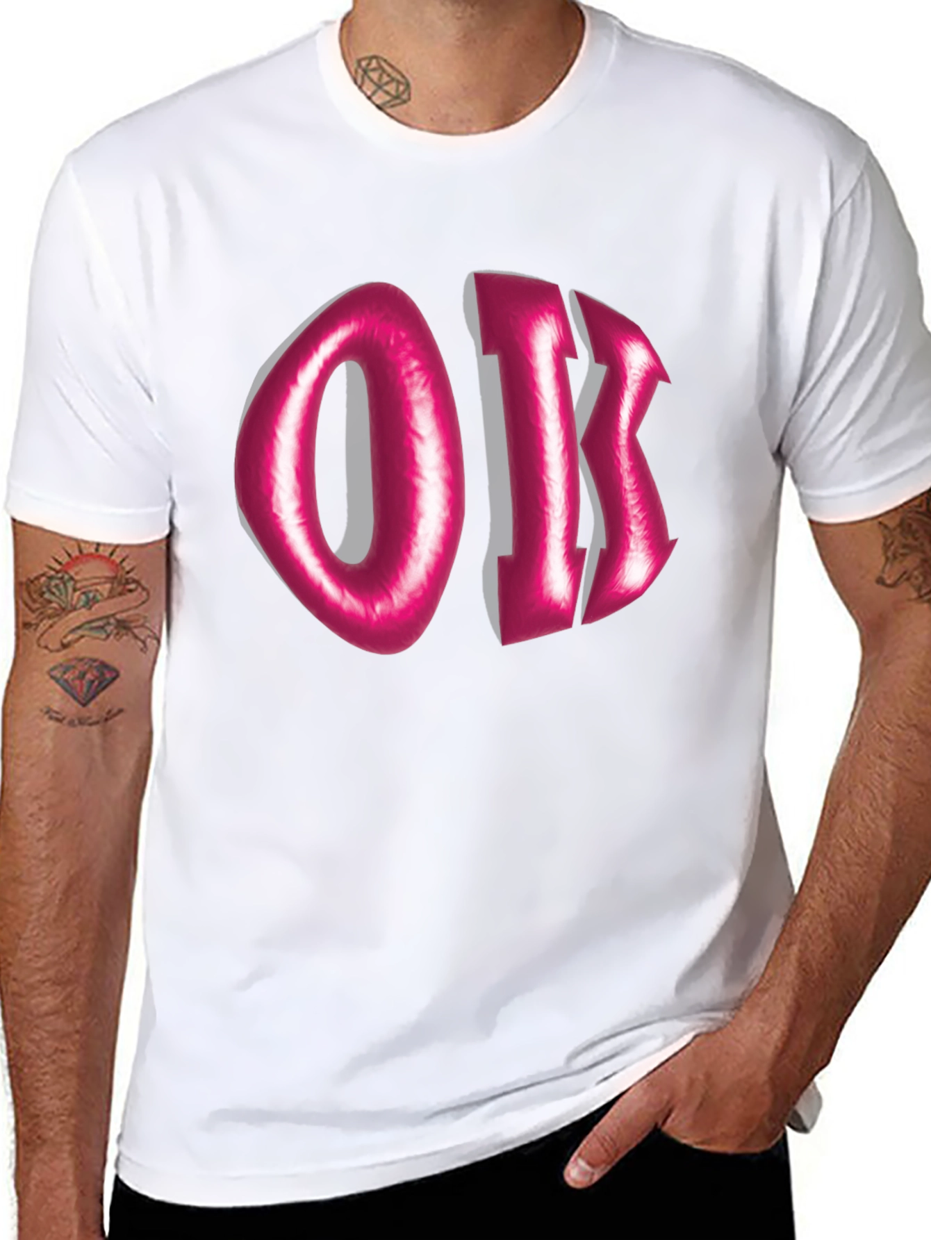 Pink Oik Graphic Tee - Unique Casual Style