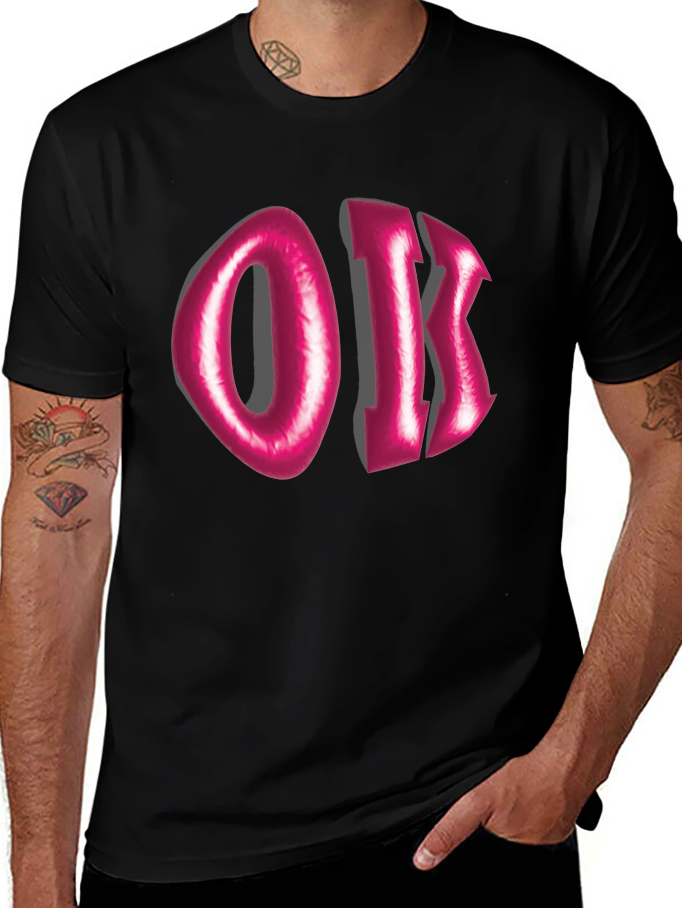 Pink Oik Graphic Tee - Unique Casual Style