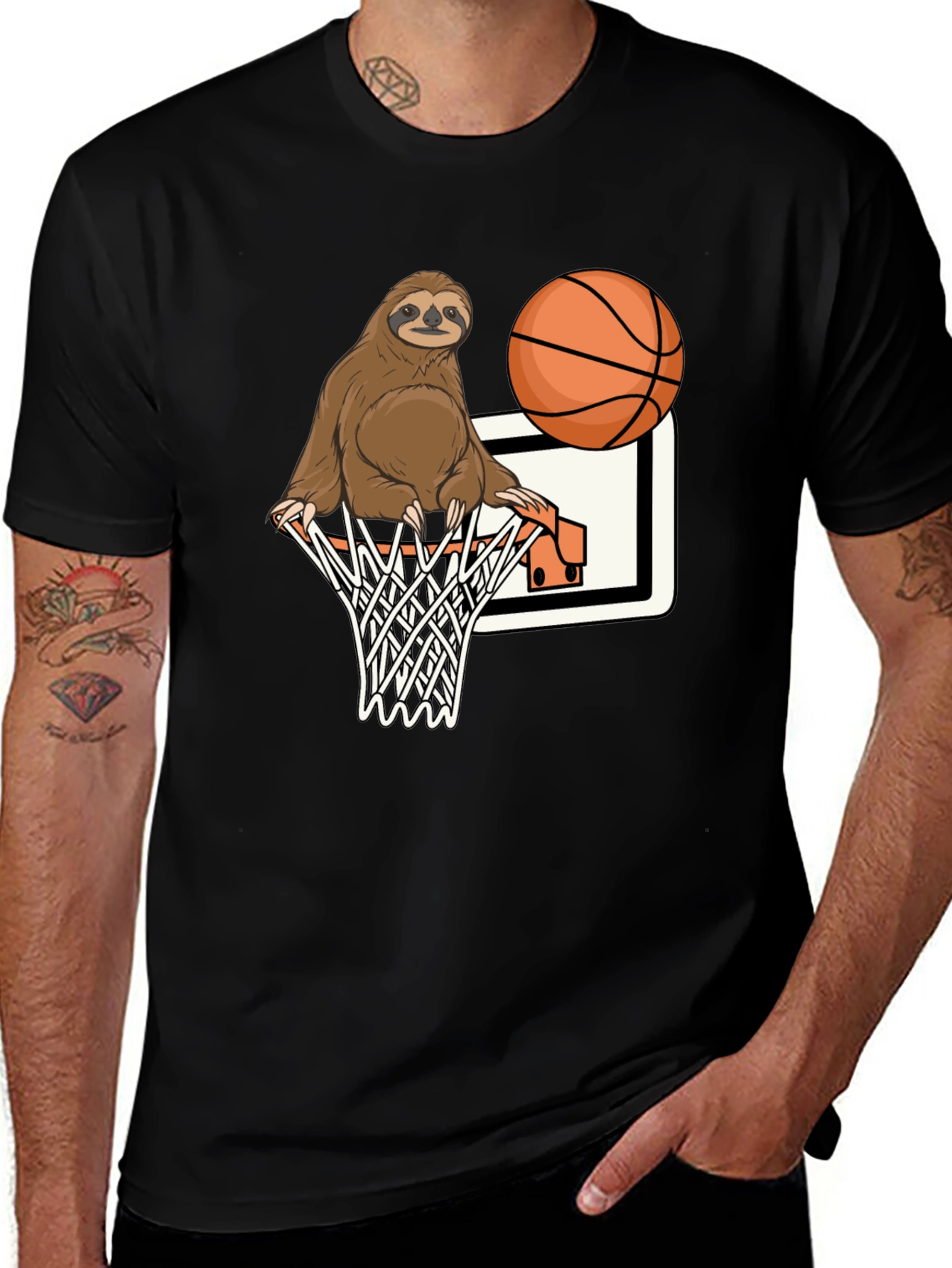 Sloth Dunk Black Graphic Tee