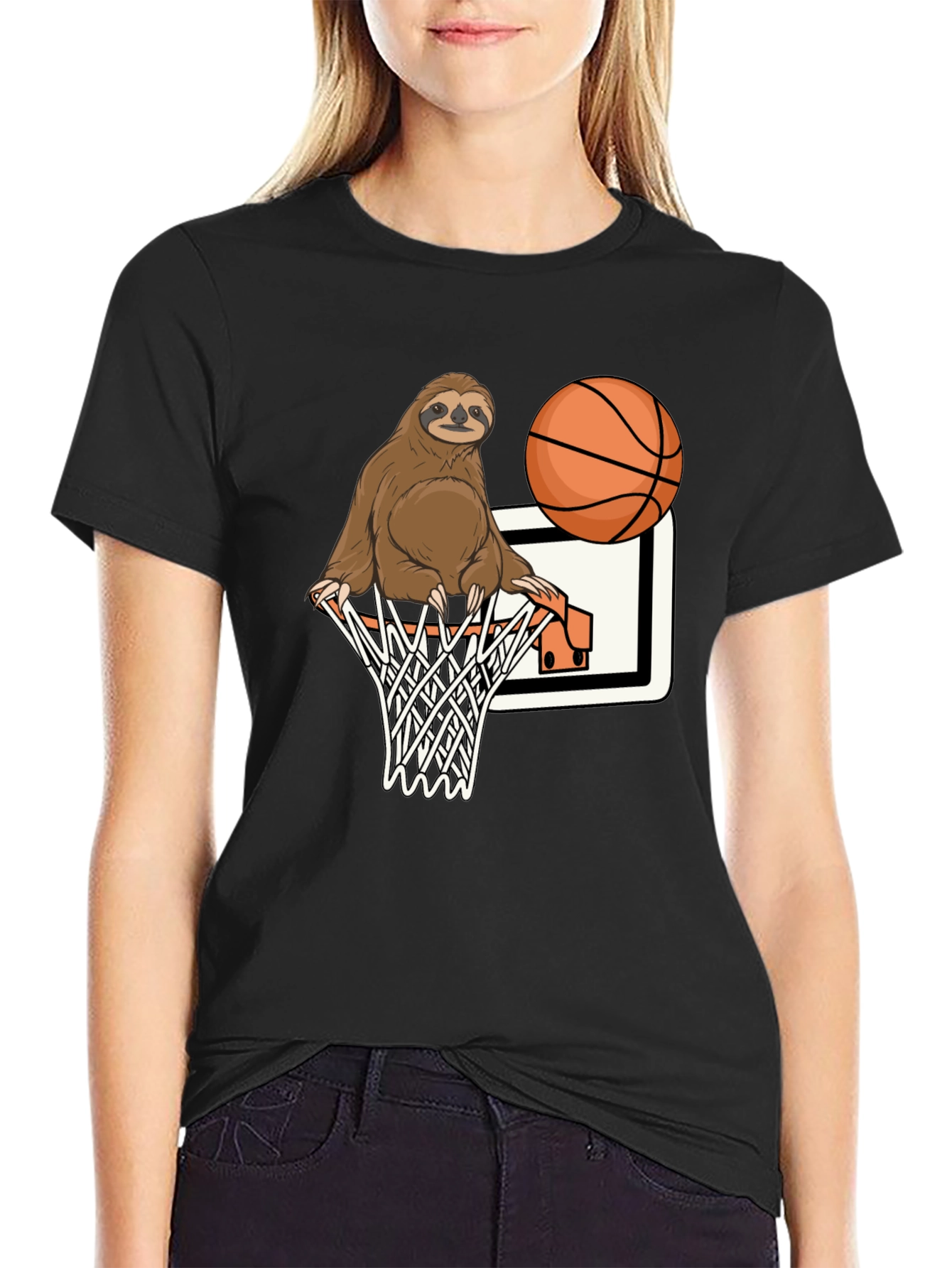 Sloth Dunk Black Graphic Tee