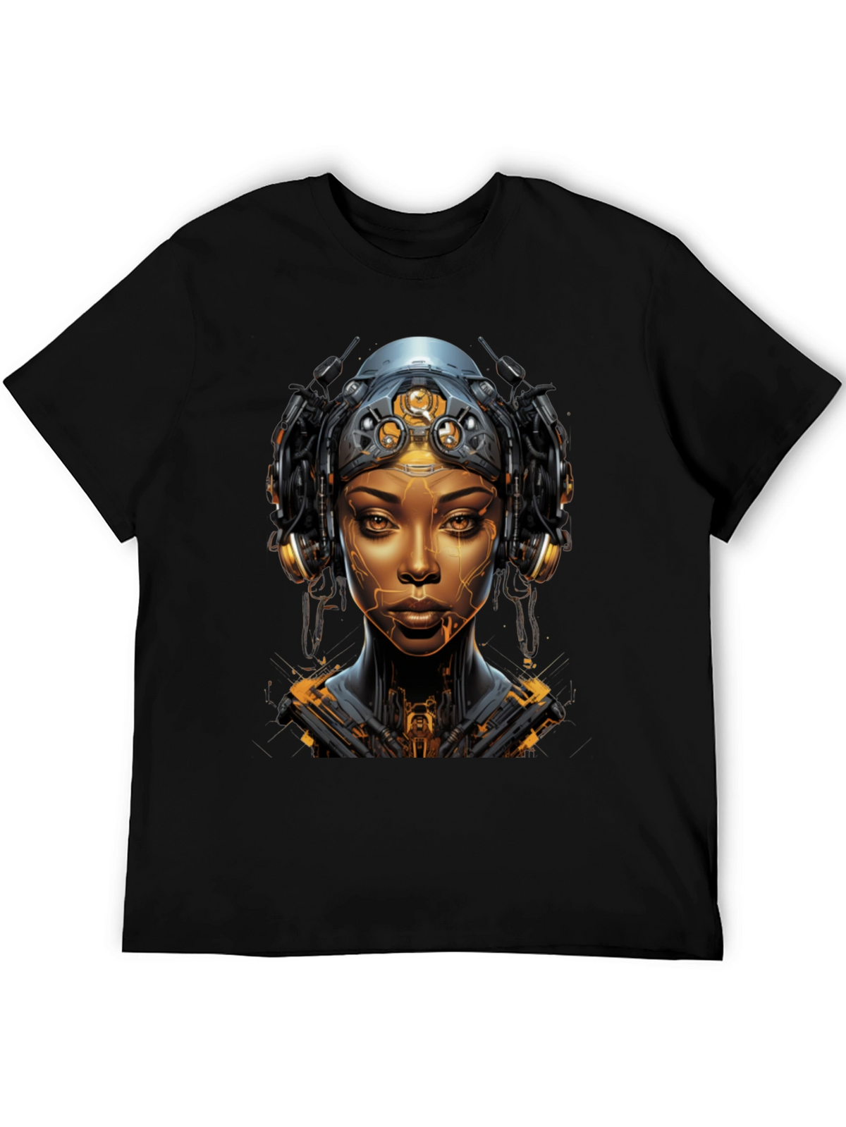 Cyberpunk Woman Graphic Tee - Futuristic Streetwear