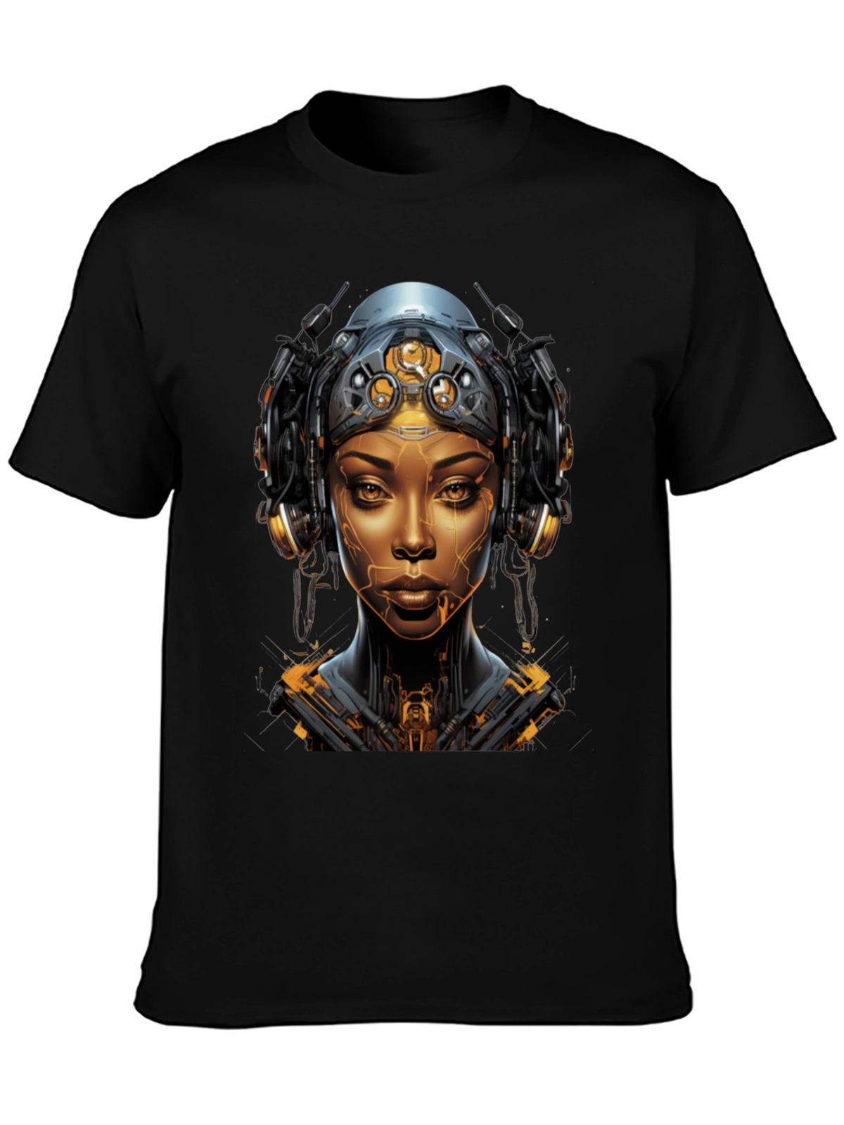 Cyberpunk Woman Graphic Tee - Futuristic Streetwear