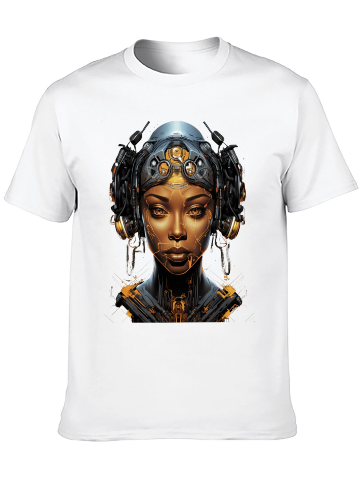 Cyberpunk Woman Graphic Tee - Futuristic Streetwear