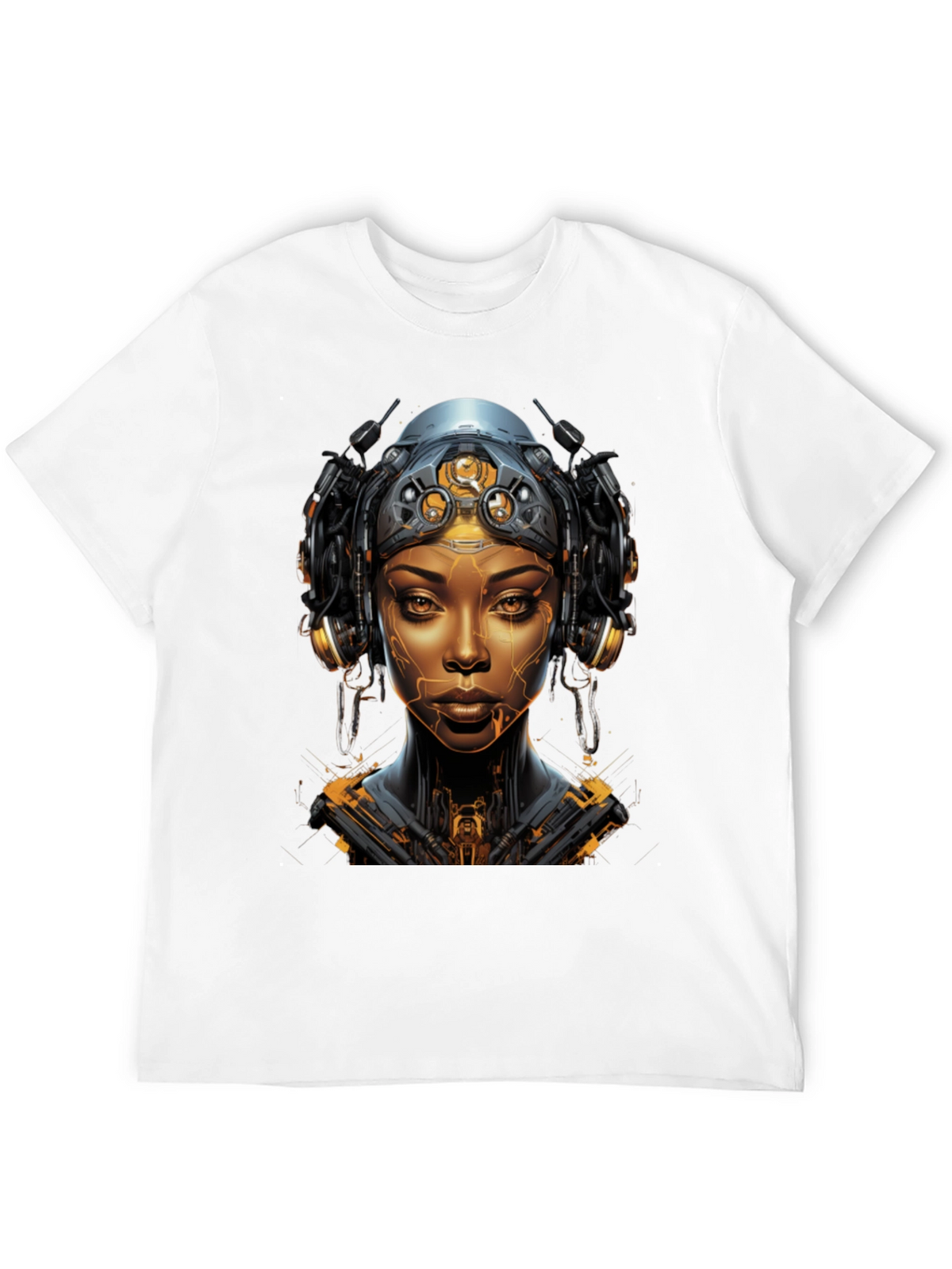 Cyberpunk Woman Graphic Tee - Futuristic Streetwear