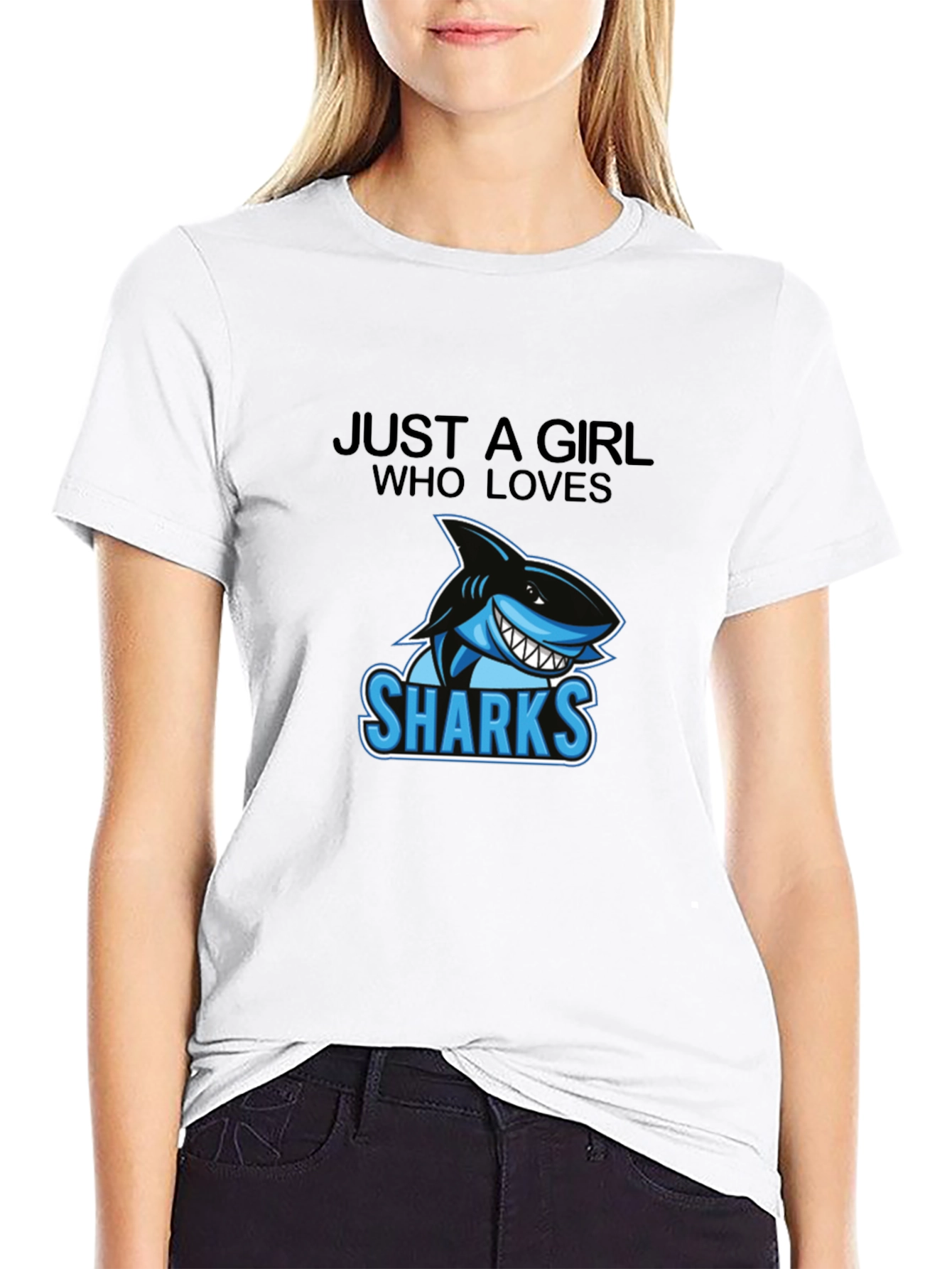 Just A Girl Who Loves Sharks Graphic Tee