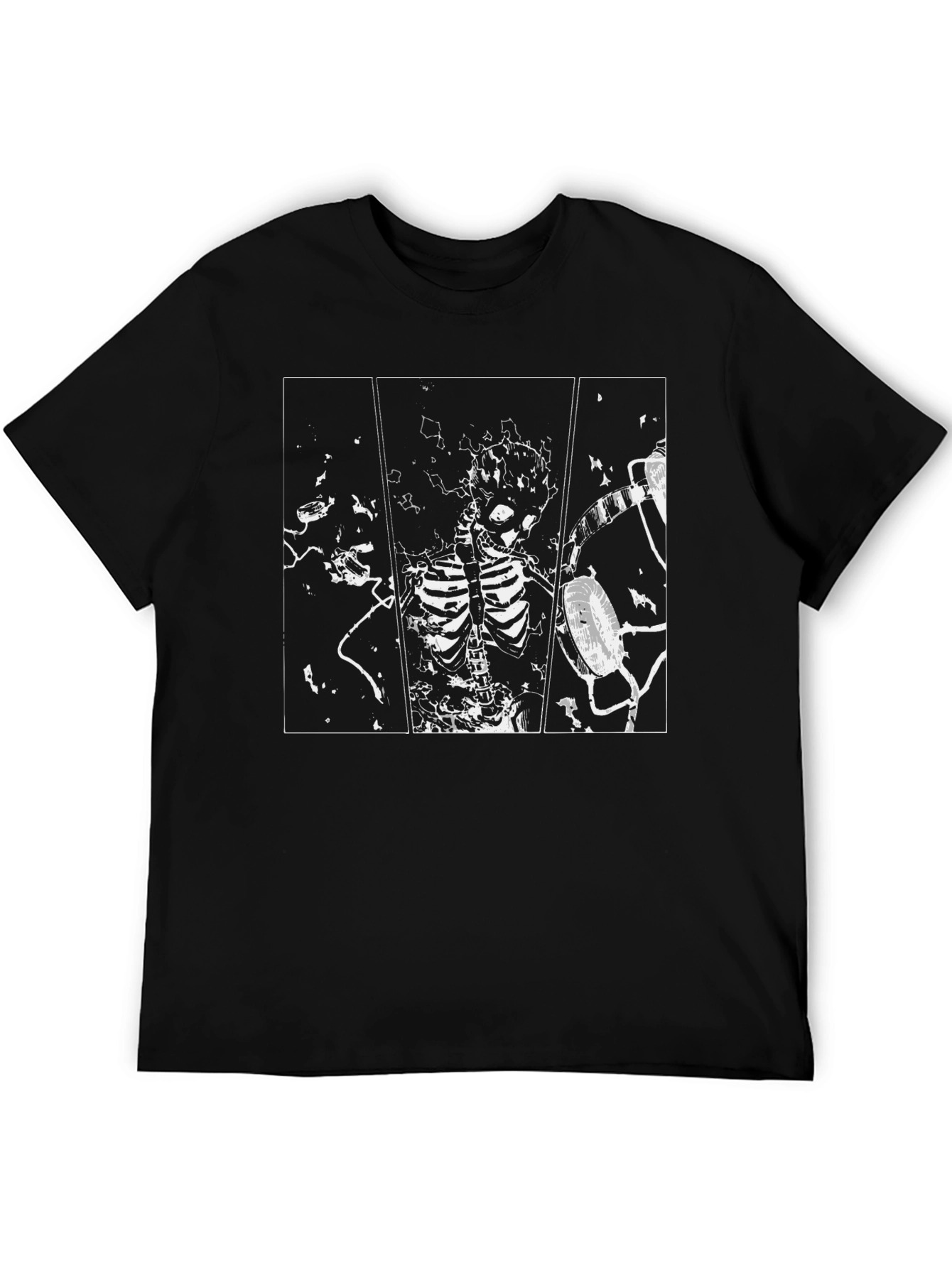 Black Skeleton T-Shirt - Unique Graphic Print