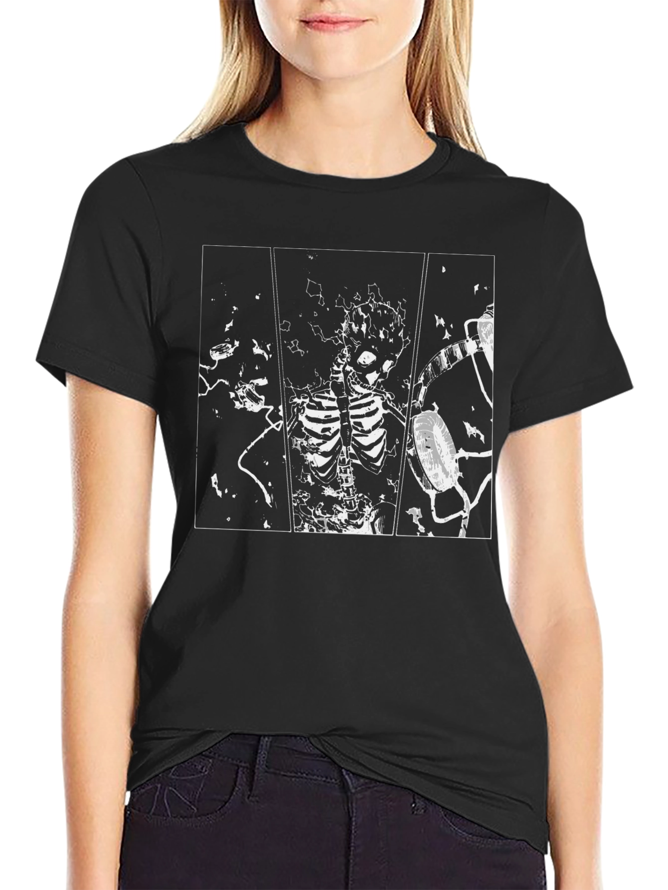 Black Skeleton T-Shirt - Unique Graphic Print